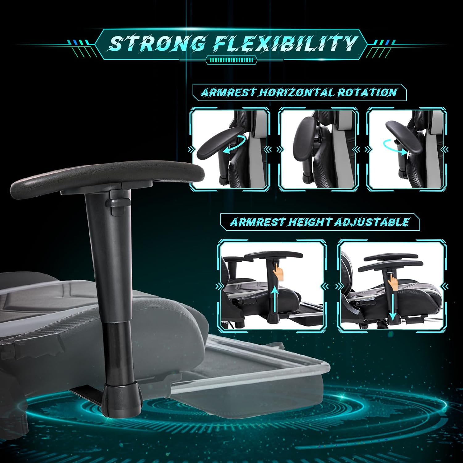 AA Products Gaming Chair Ergonomic High Back Computer Racing Chair Adjustable Office Chair with Footrest, Lumbar Support Swivel Chair - Black