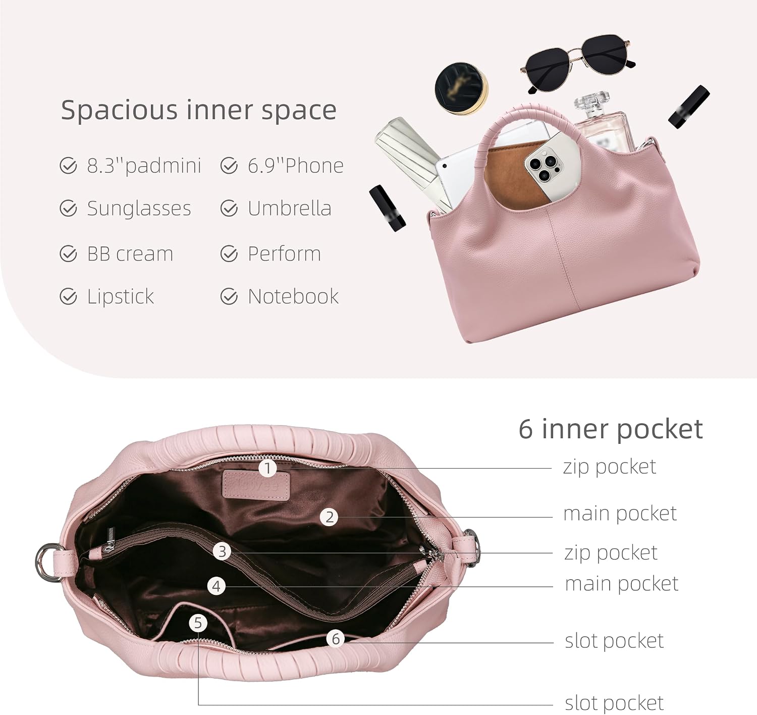 Iswee Leather Satchel Women Purse and Handbag Crossbody Shoulder Bag Hobo | Genuine Cowhide Leather Tote Top Handle Bag Soft & Durable Medium Size Bags with Detachable Multiple Pocketbooks Trendy