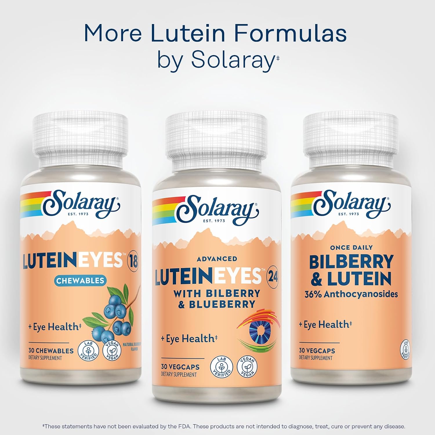 SOLARAY Advanced Lutein Eyes 24 mg, 30 VegCaps | Eye & Macular Health Support, Lutein, Zeaxanthin, Bilberry & Blueberry, 30 Servings