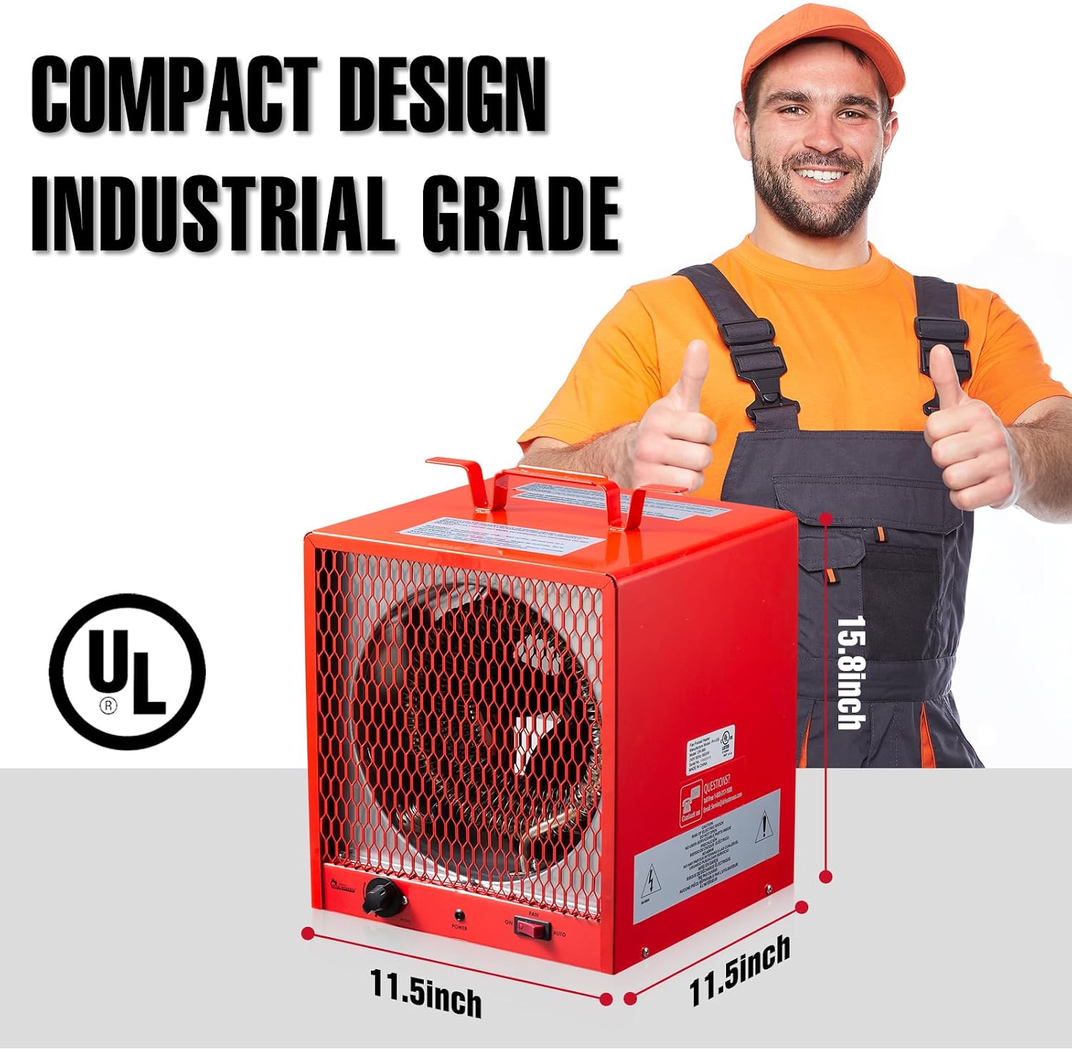 DR. INFRARED HEATER DR-910F 10,000-Watt 240V Heavy-Duty Hardwired Shop Garage Heater Wall/Ceiling Mounted with Remote Controlled Thermostat