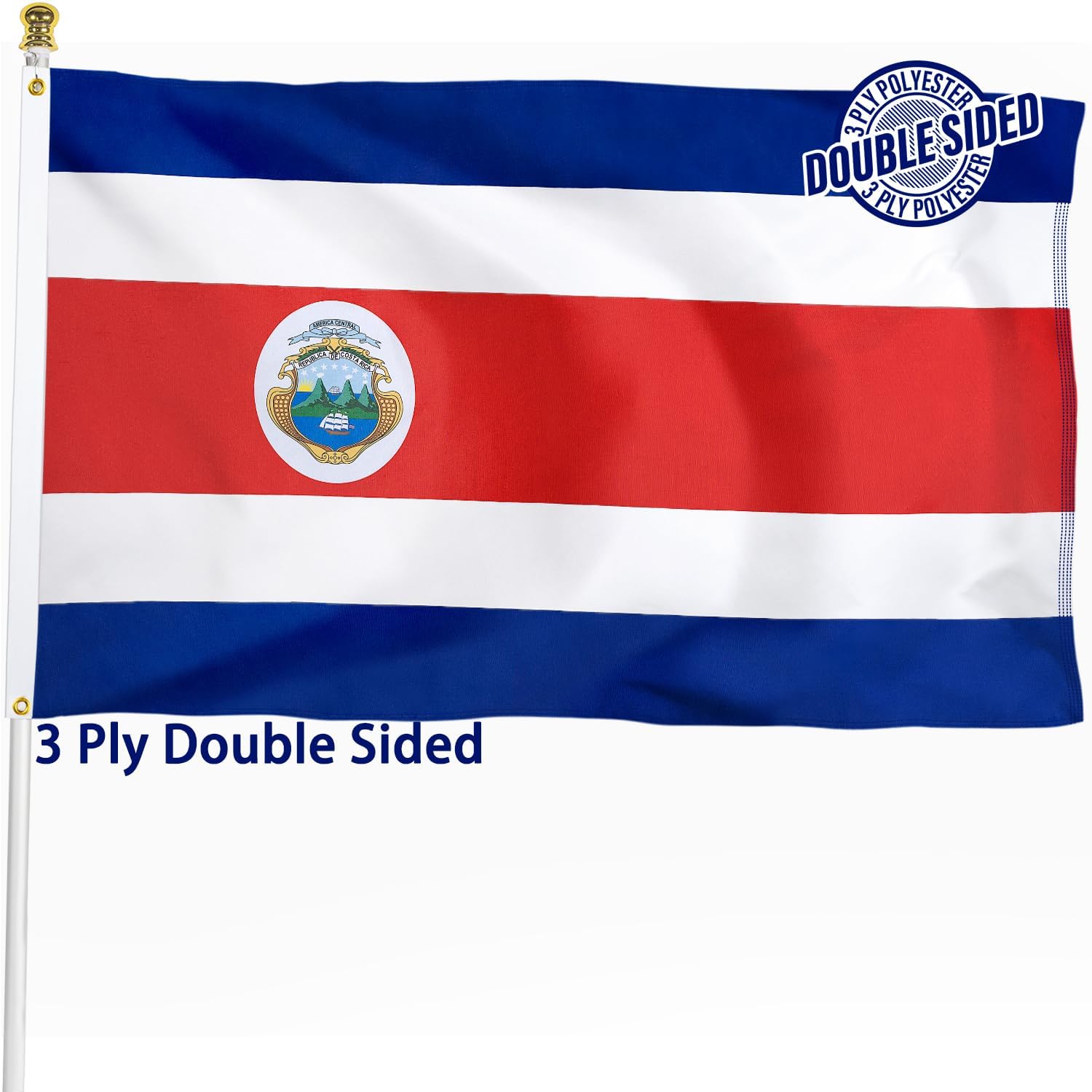Nicaragua Flag 3x5 ft Outdoor Bandera de Nicaragua Nicaraguan National Flag | Double Sided 3 Ply Heavy Duty Polyester Banner with Brass Grommets for Home and Outdoor Decoration, 4 Rows Stitching