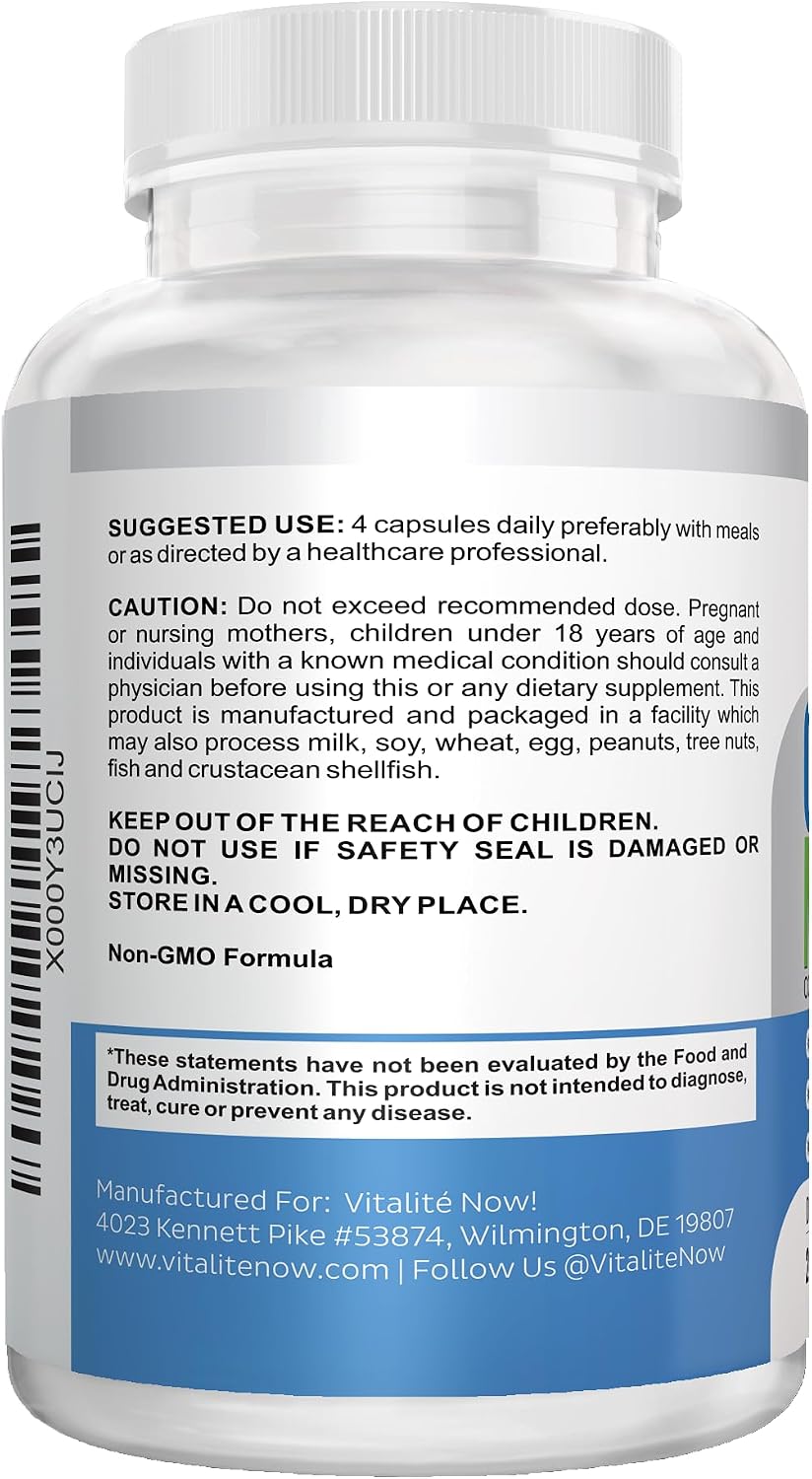 Vitalité Now! Calcium Magnesium Supplement 1000mg with Vitamin D | 10 Forms of Calcium for Maximum Absorption - Bone Strength Support with Boron