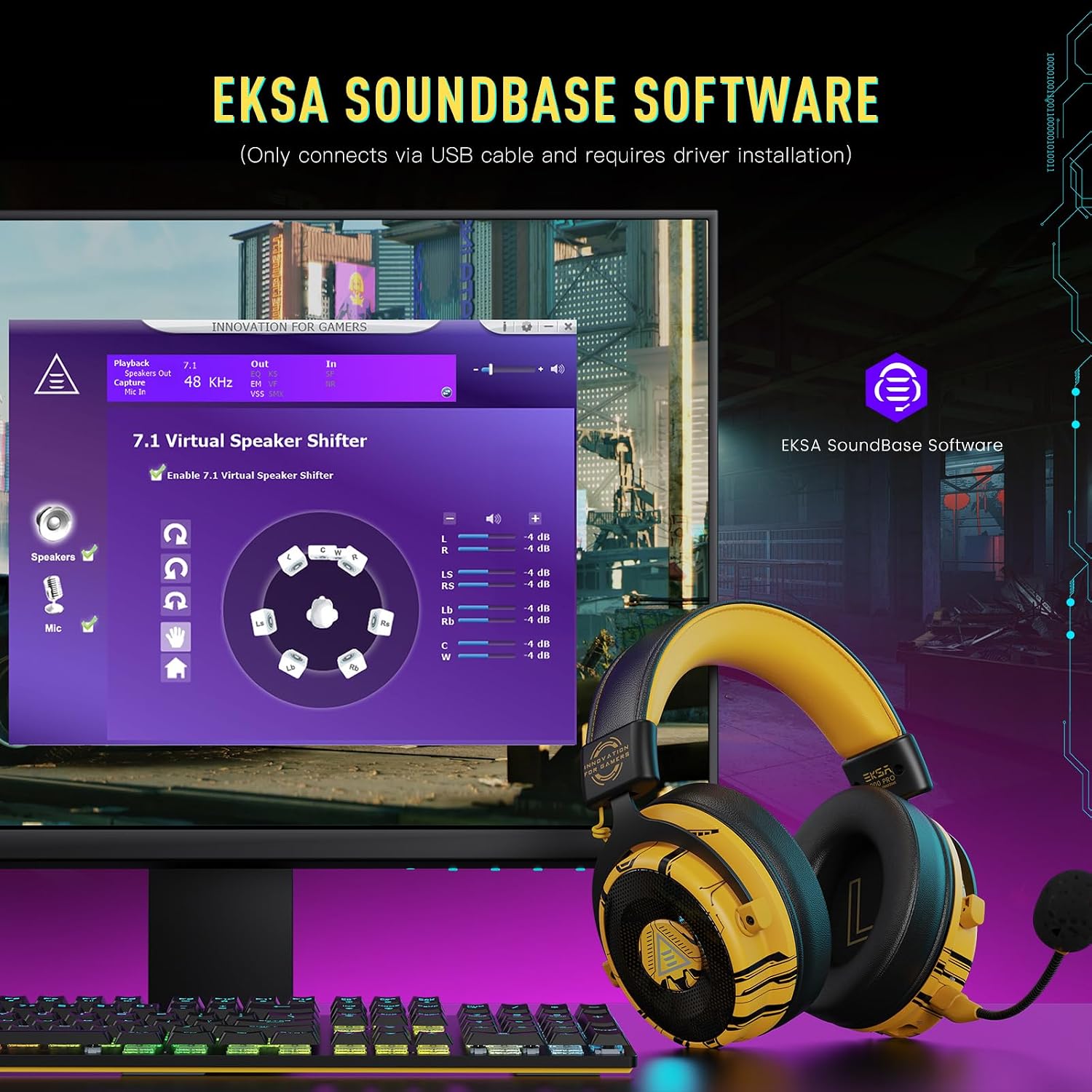 EKSA E900 Pro USB Gaming Headset for PC - Computer Headset with Detachable Noise Cancelling Mic, 7.1 Surround Sound, 50MM Driver - Headphones with Microphone for PS4/PS5, Xbox One, Laptop, Office | Computer Headset with Detachable Noise Cancelling Mic, H…