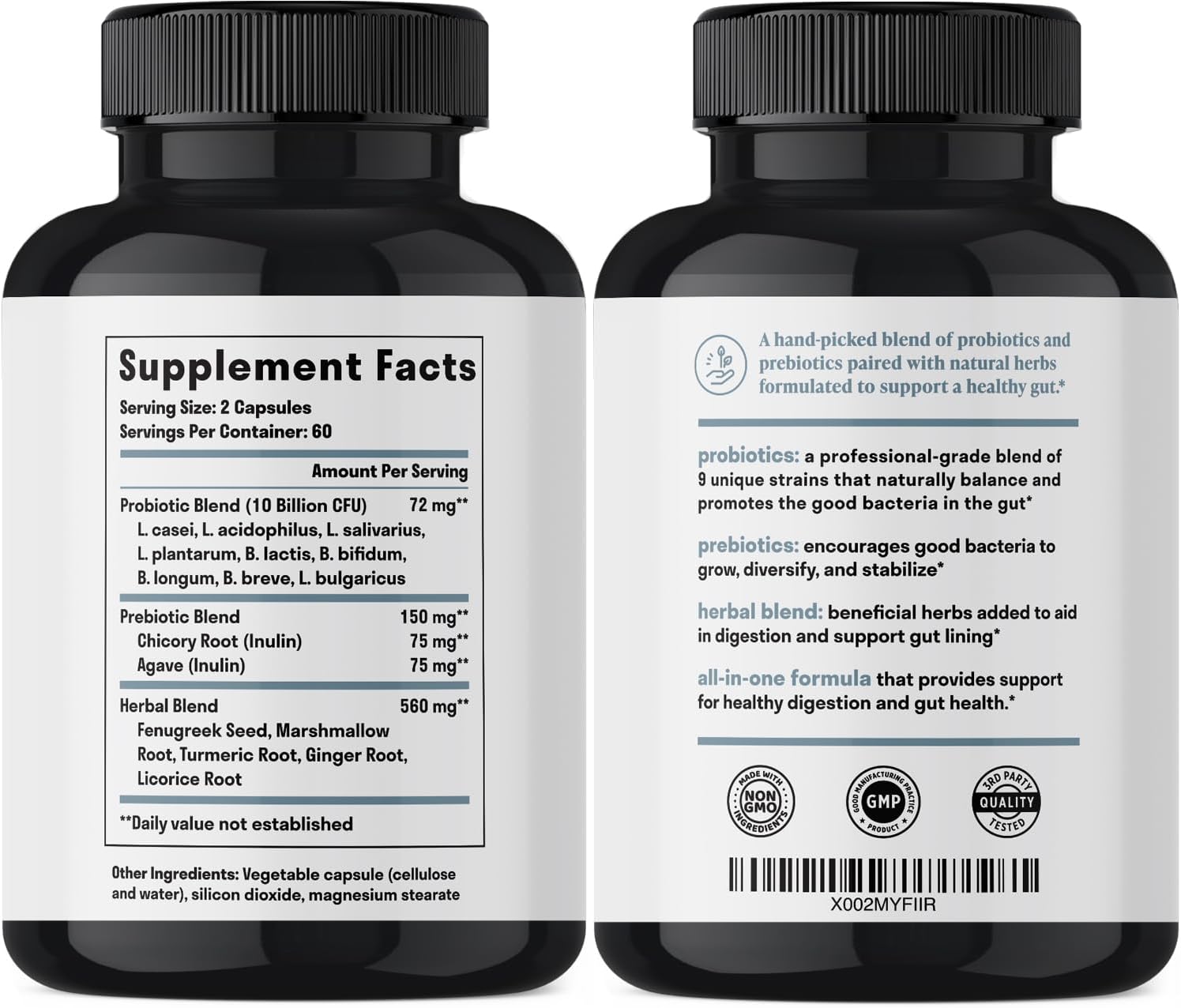 Nuven Naturals All-in-One Gut Health w/Probiotics, Prebiotics, Digestion-Supporting Herbs