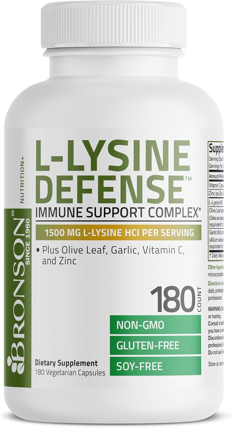 Bronson L-Lysine Defense Immune Support Complex, 1500 mg, 90 Capsules