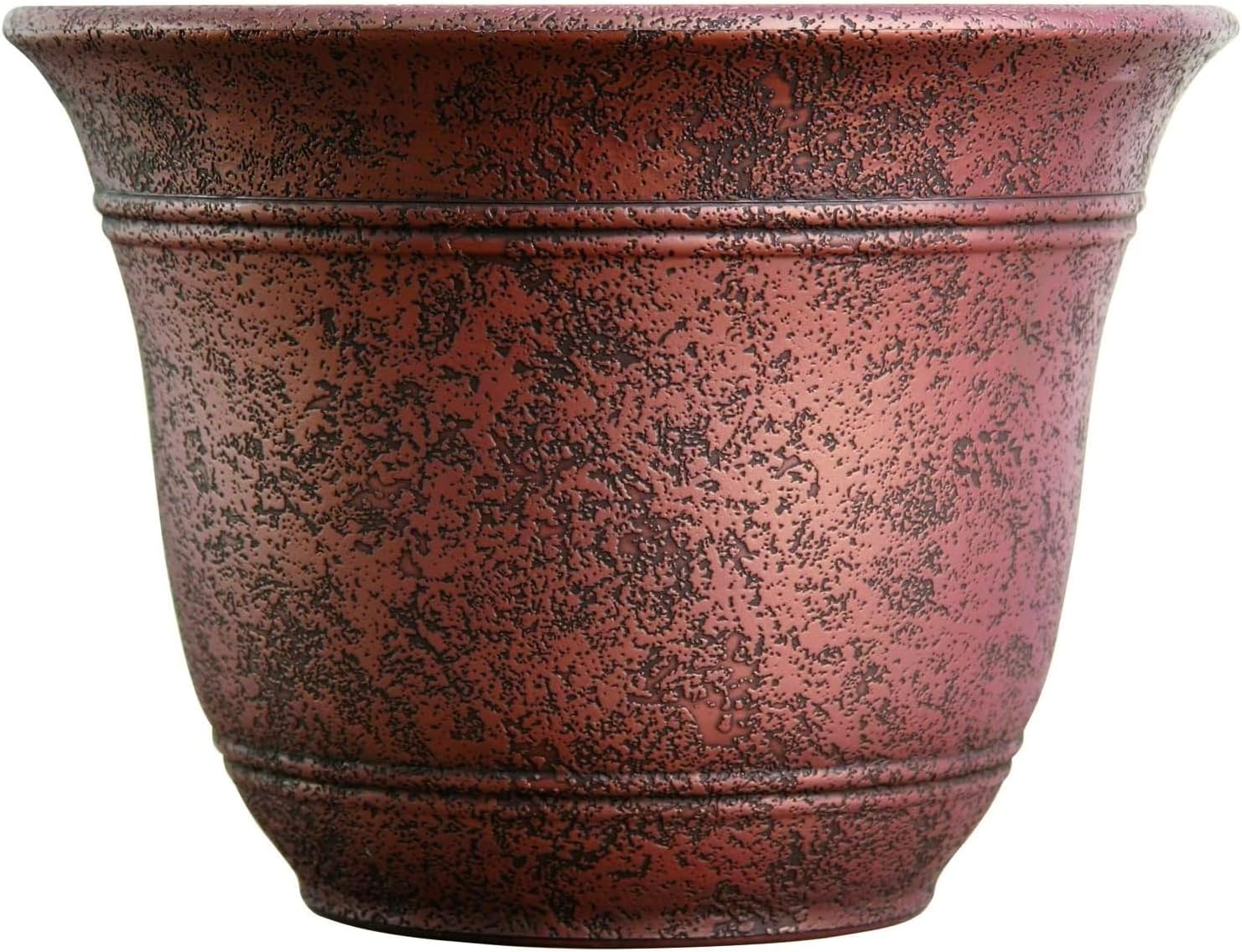 The HC Companies Sierra Round Self-Watering Pot - Lightweight Plastic Planter for Herbs & More - Durable Plant Pots for Indoor Plants & Outdoor Plants (13” Rustic Redstone, Pack of 1)