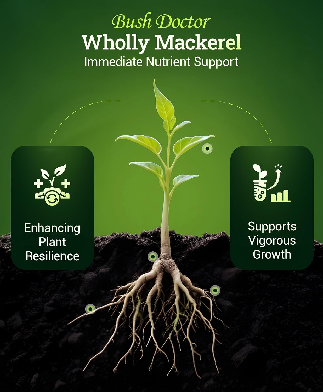 Bush Doctor Wholly Mackerel Fish Fertilizer - Organic Liquid Fertilizer Supports Vigorous Growth, Designed for Fast Nutrient Uptake - 3-1-0 Formula, Ideal for In-Ground & Container Garden - 1 Pint