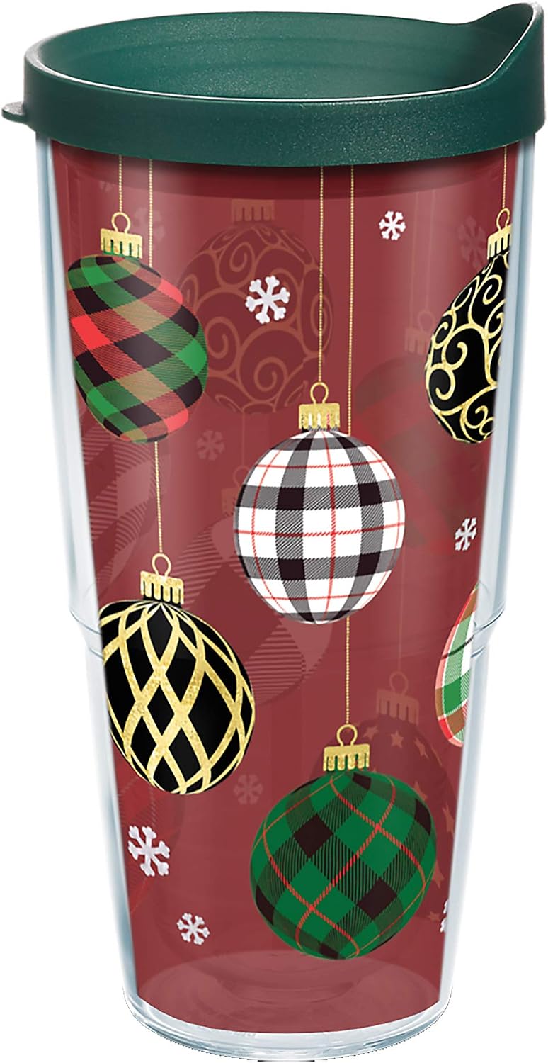 Tervis Christmas Holiday Ornaments Made in USA Double Walled Insulated Tumbler Travel Cup Keeps Drinks Cold & Hot, 24oz, Classic