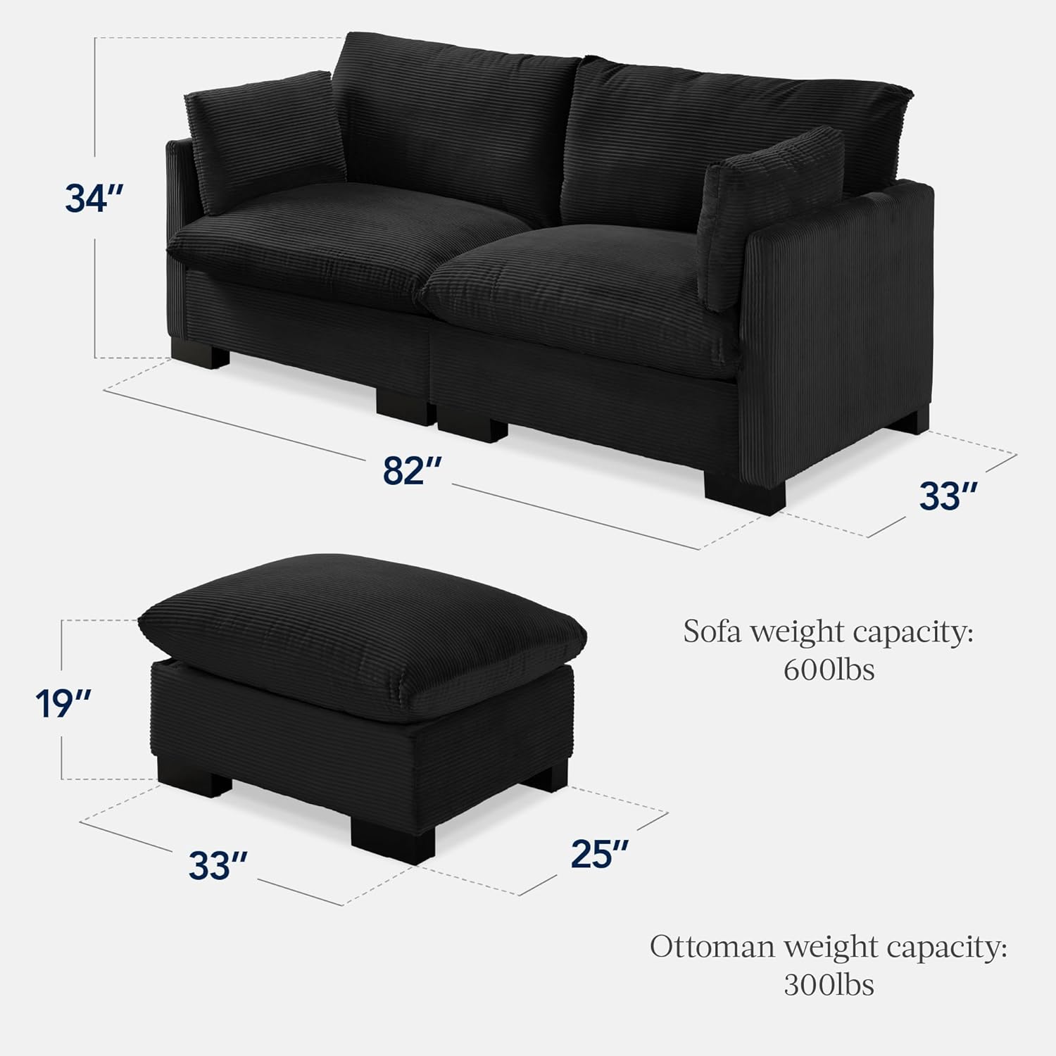 Best Choice Products Upholstered Sectional Sofa for Home, Apartment, Dorm, Bonus Room, Compact Spaces w/Chaise Lounge, 3-Seat, L-Shape Design
