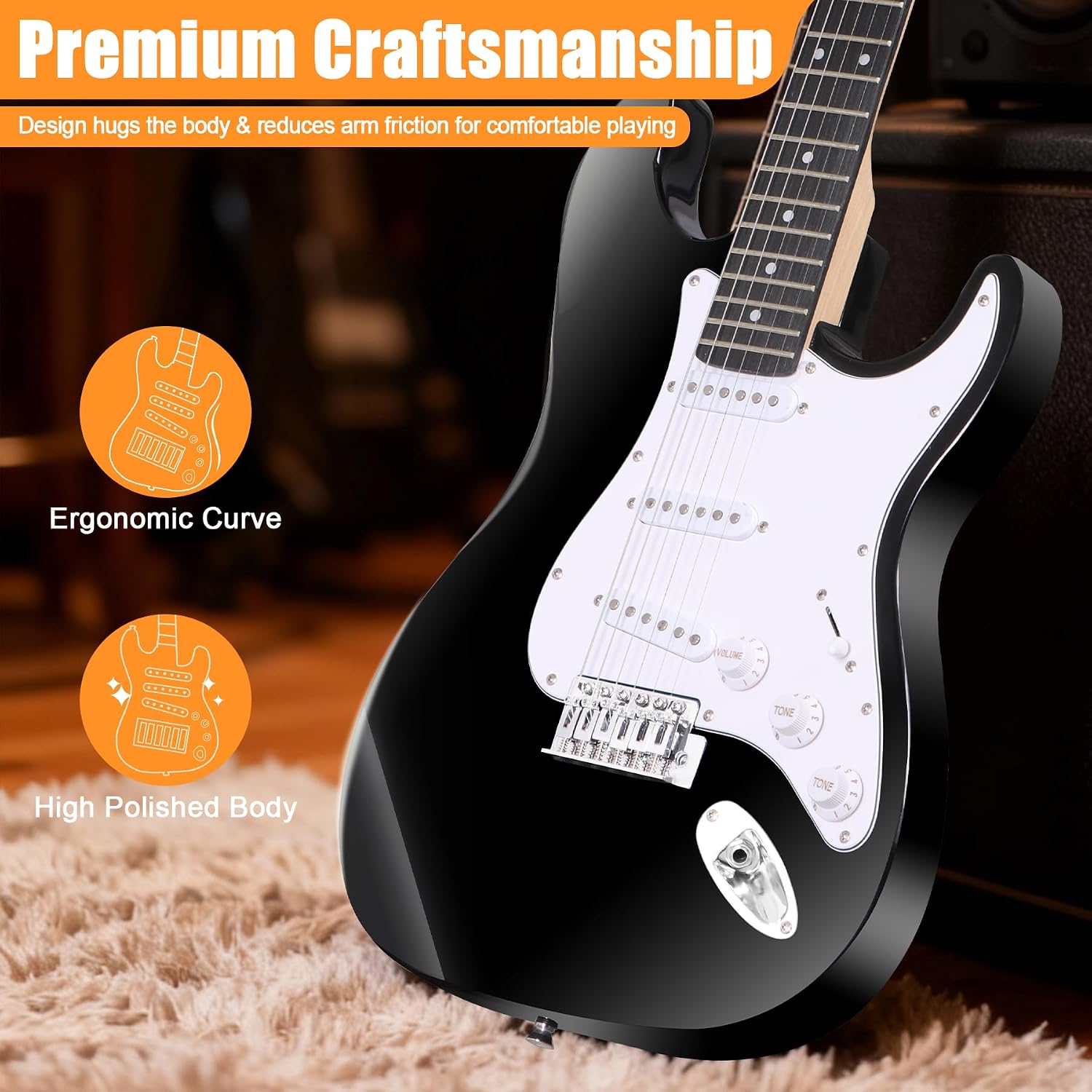 ZENY 39" Full Size Electric Guitar with Amp, Case and Accessories Pack Beginner Starter Package, Blue Ideal Christmas Thanksgiving Holiday Gift