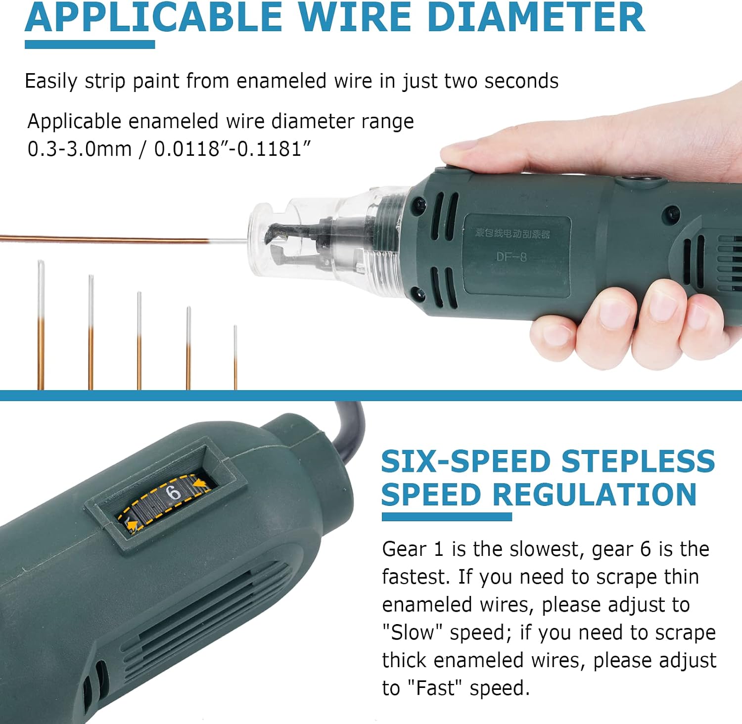 MXBAOHENG Handheld Magnet Wire Stripping Machine 75W | Wire Stripper Cutter, 0.3-3mm Enameled Wire Paint Scraper, 12000r/min, 110V