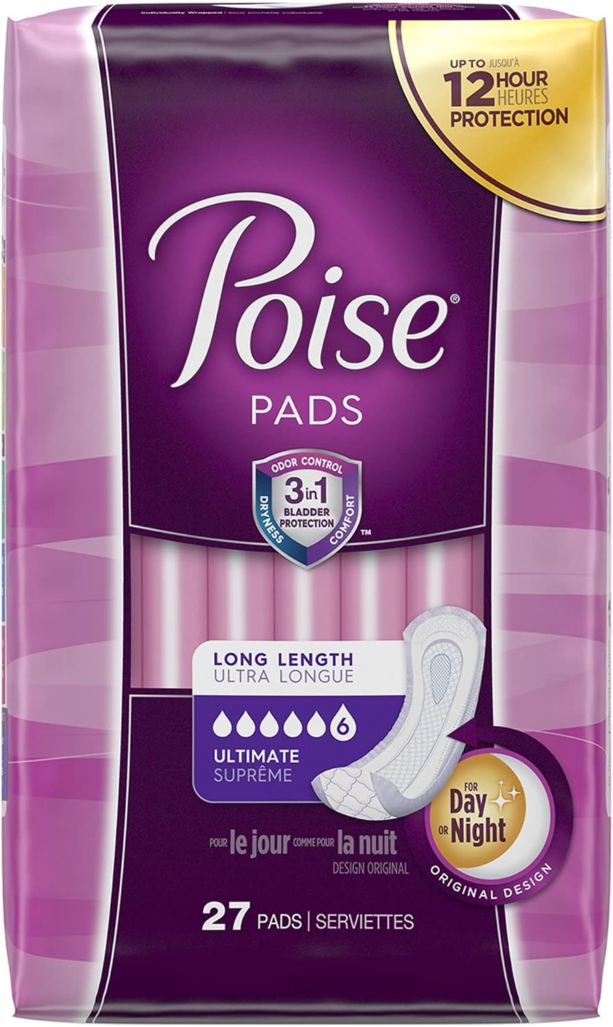 Poise Ultimate Long Pads,27 Count (Pack of 1)