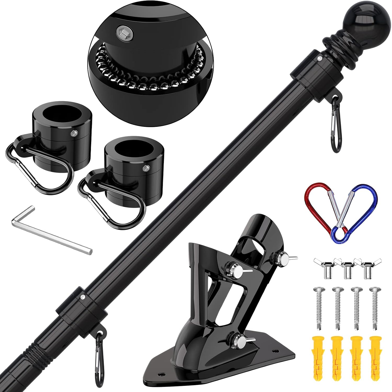 ZMTECH Flag Pole - Upgraded Bracket, 6 FT Stainless Steel Flag Poles for Outside House, Residential or Commerical