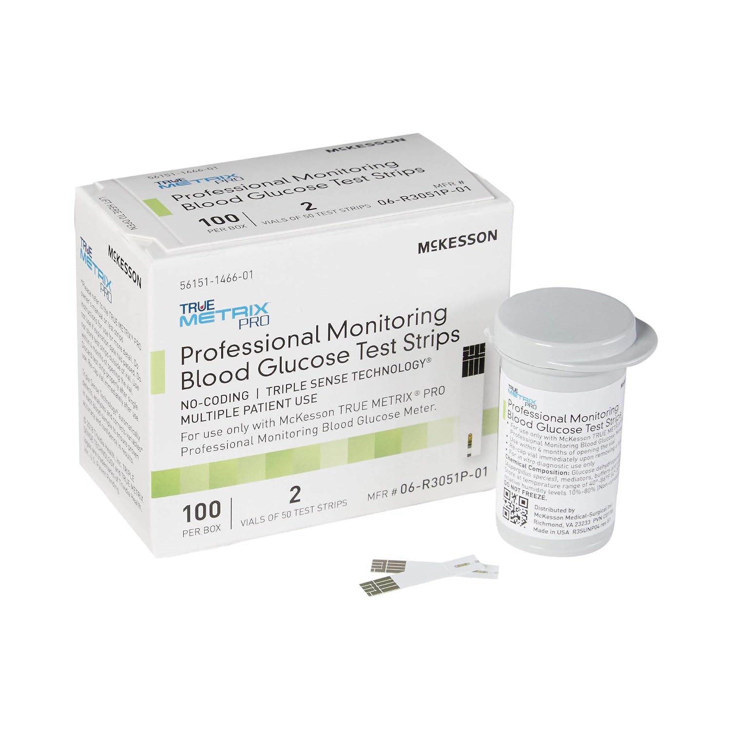 McKesson 06-R3051P-05 True Metrix Pro Professional Monitoring Blood Glucose Test Strip, Box of 50