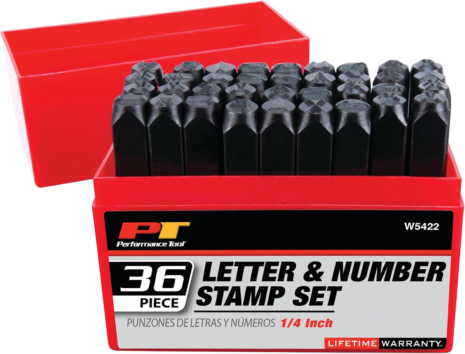 Performance Tool W758 5-Piece 8 in. Long Pin Punch Set | Carbon steel construction with hardened tips. Knurled handles for sure grip. Reaches deeply set pins
