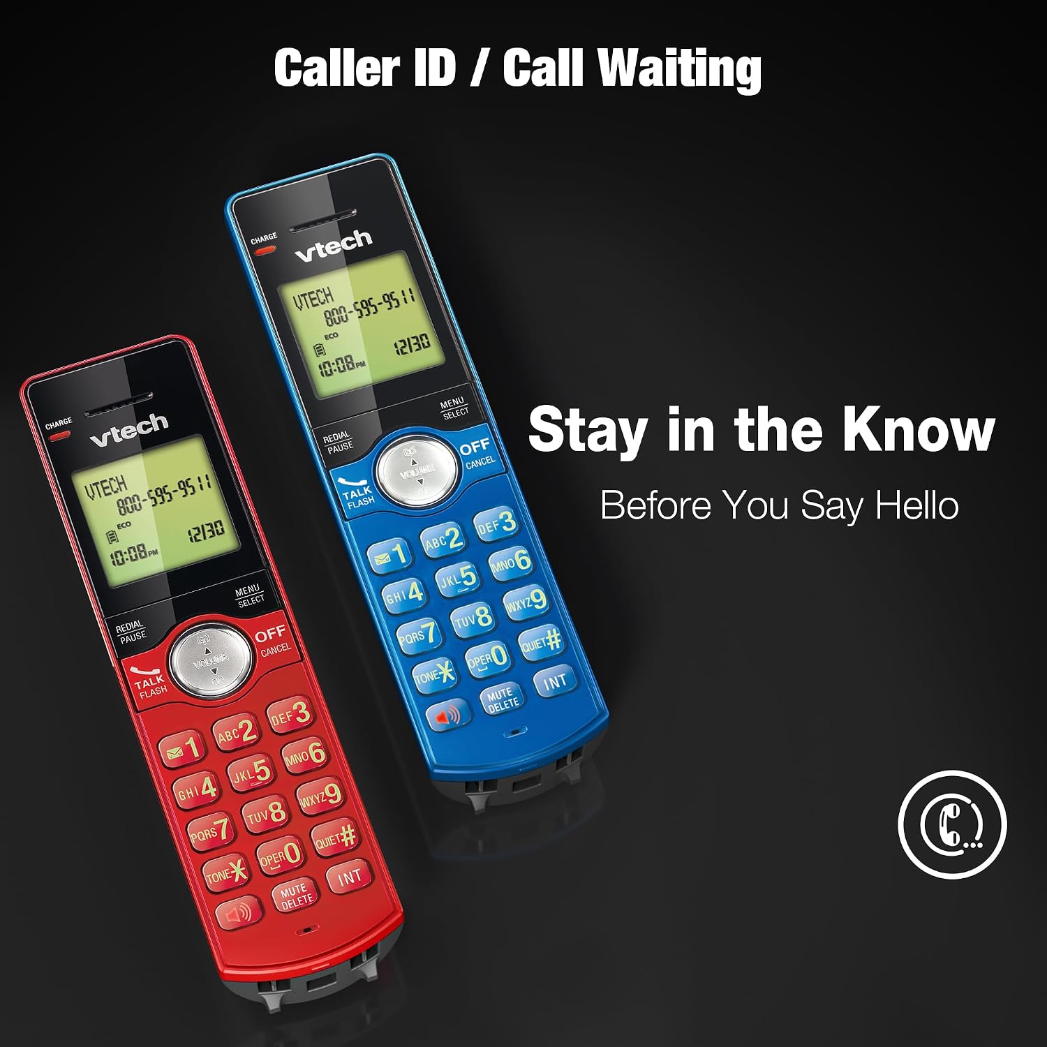 VTech CS6919-16 DECT 6.0 Cordless Phone, Red - Caller ID/Call Waiting (Stores 30 Calls), Backlit Keypad & Display, Full Duplex Handset Speakerphone, Wall Mountable