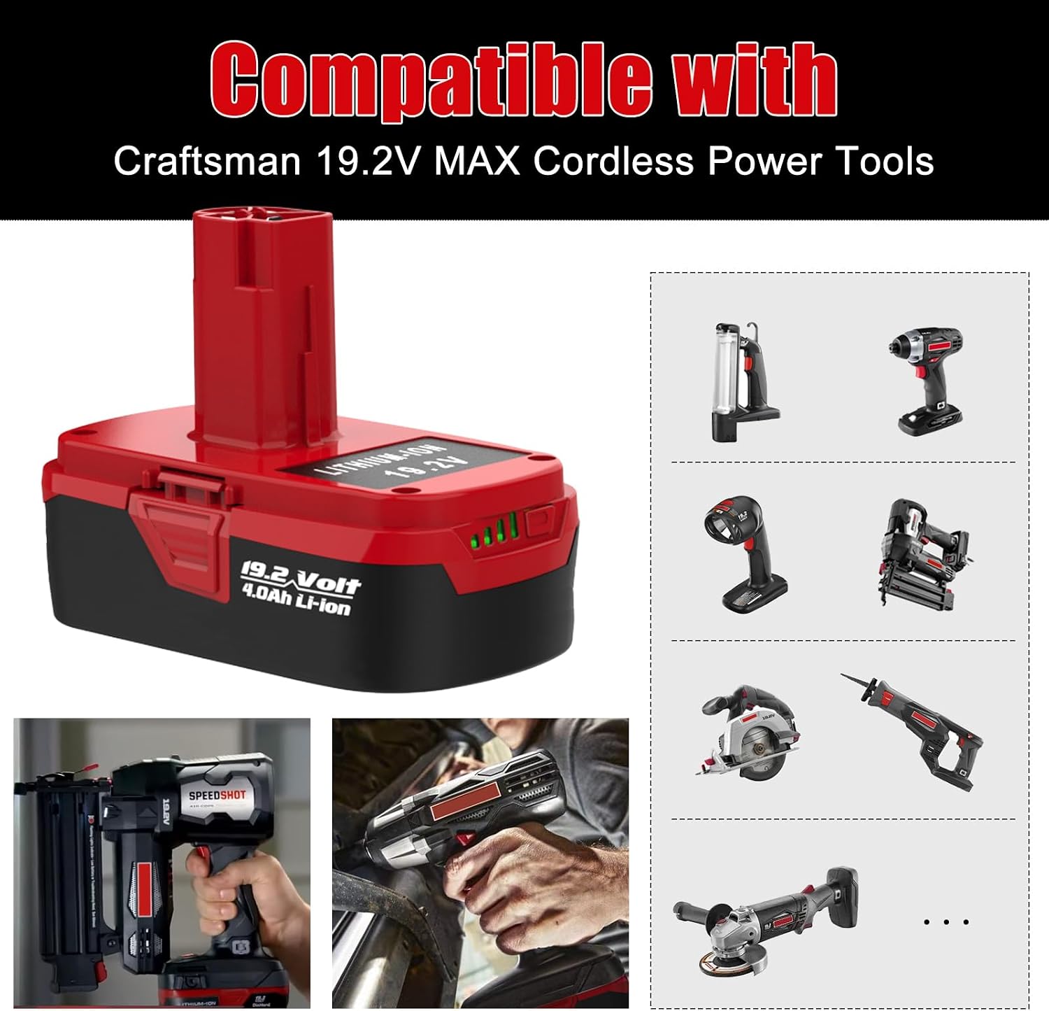 2Pack 6.5Ah C3 Lithium Battery Kits for Craftsman 19.2V Battery