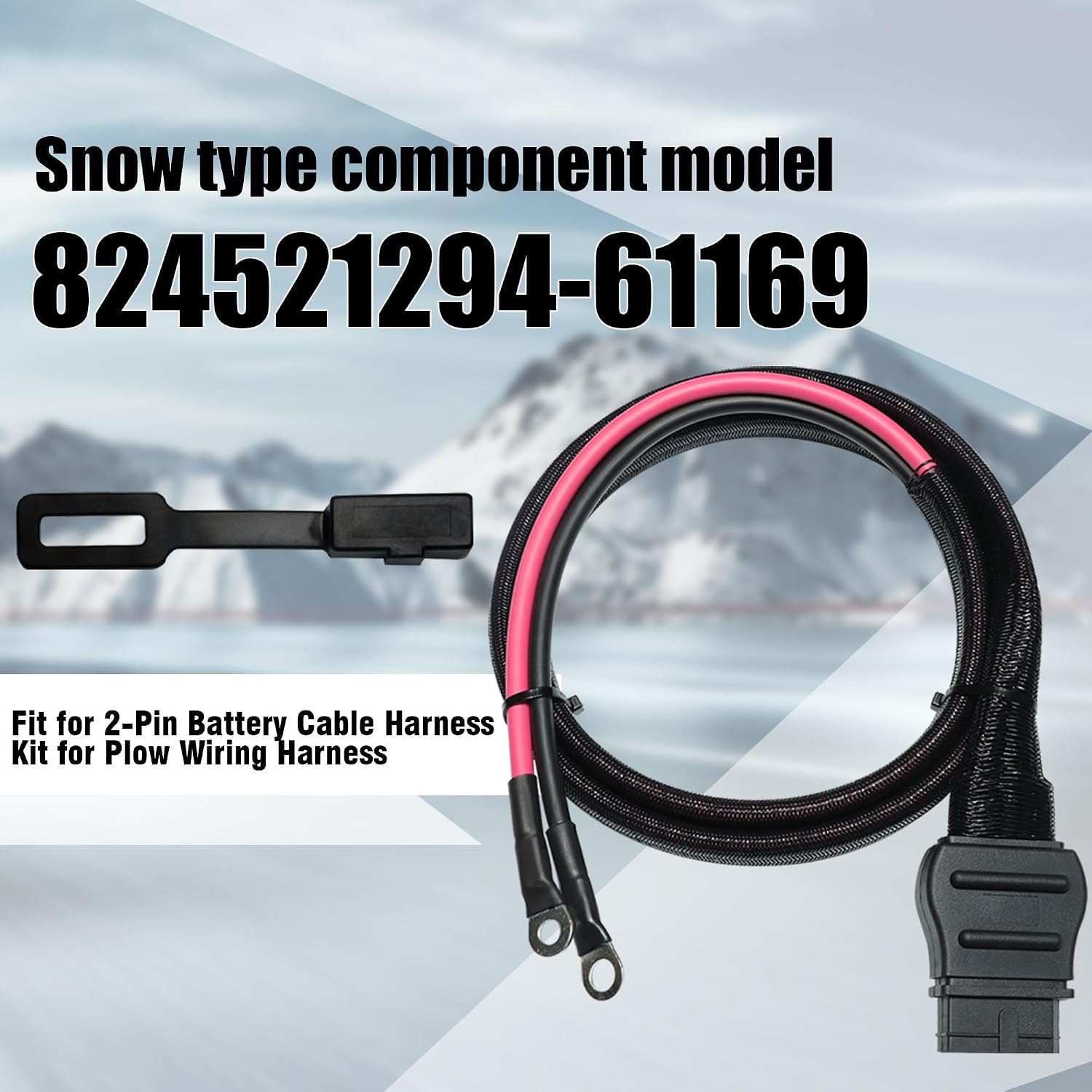 21294 61169 2 PIN Battery Cable Plow and Truck Side Fits for Western Fisher Snow Plow Replace 8245 8274 with Dust Cover, Western Plow Cables