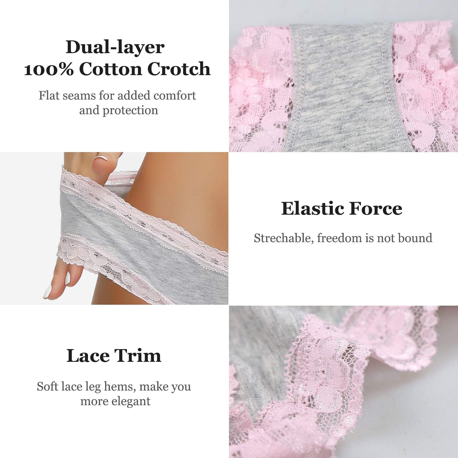 Women’s Underwear Soft Breathable Cotton Brief Ladies Panties 5-Pack