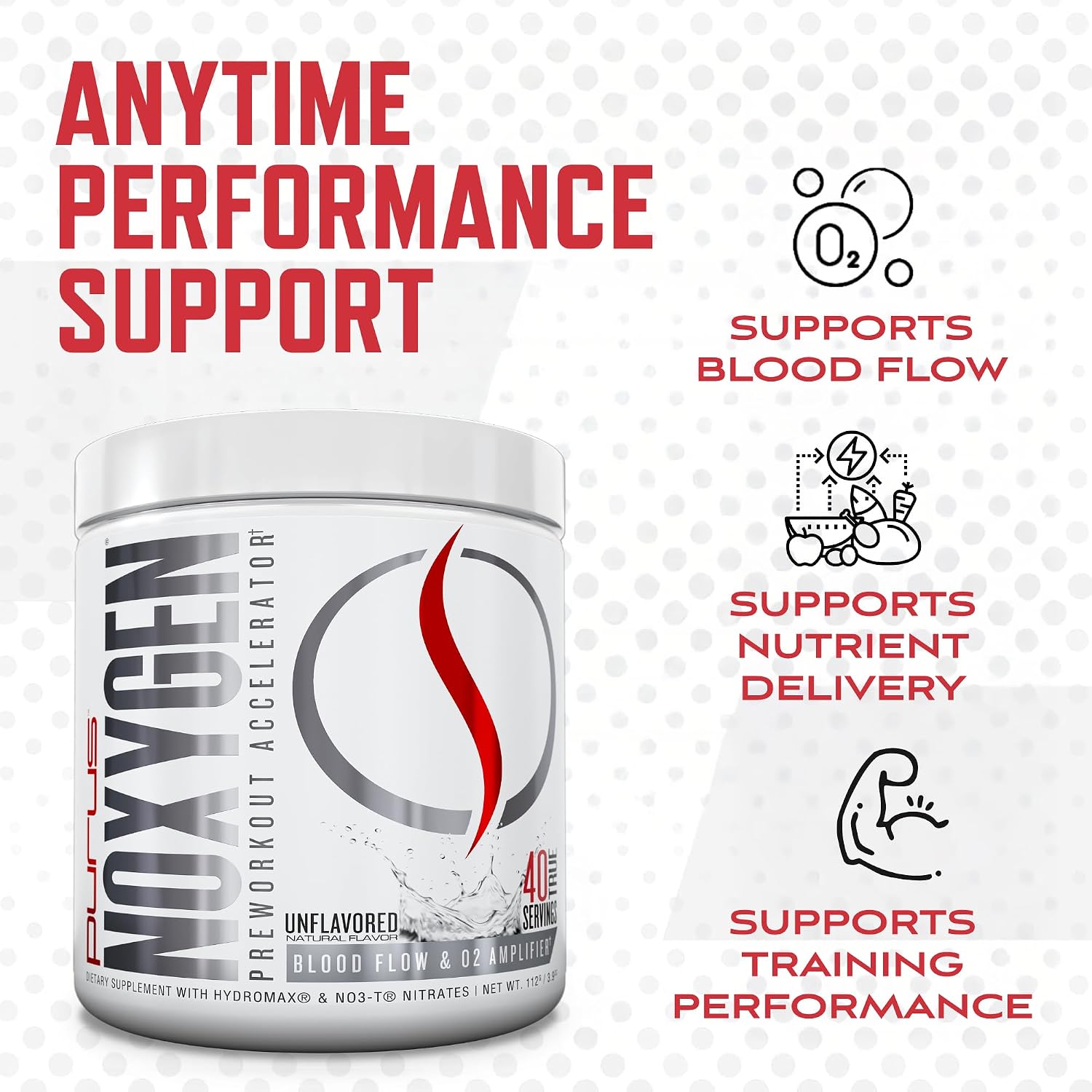 Purus Labs NOXygen Powder Pre-Workout Accelerator | Nitric Oxide Booster & Oxygen Amplifier | Hydromax Glycerol & NO3-T Nitrates | 40 Servings, Pack of 2 (Unflavored)