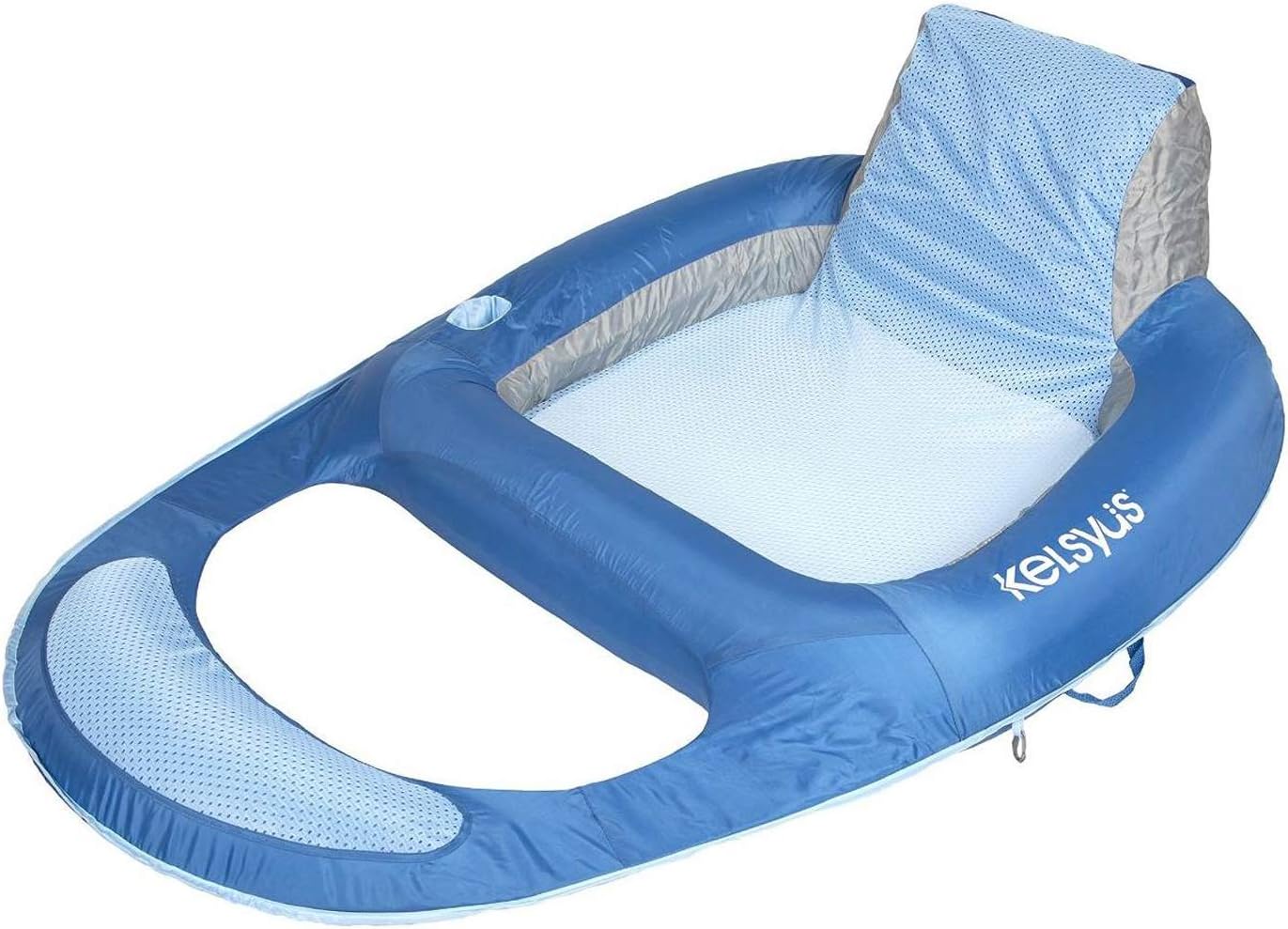 Kelsyus Spring Float Pool Lounger Chair, Light Blue | Fast Inflation for Immediate Use During Travel, Fits Most Adults and Teens