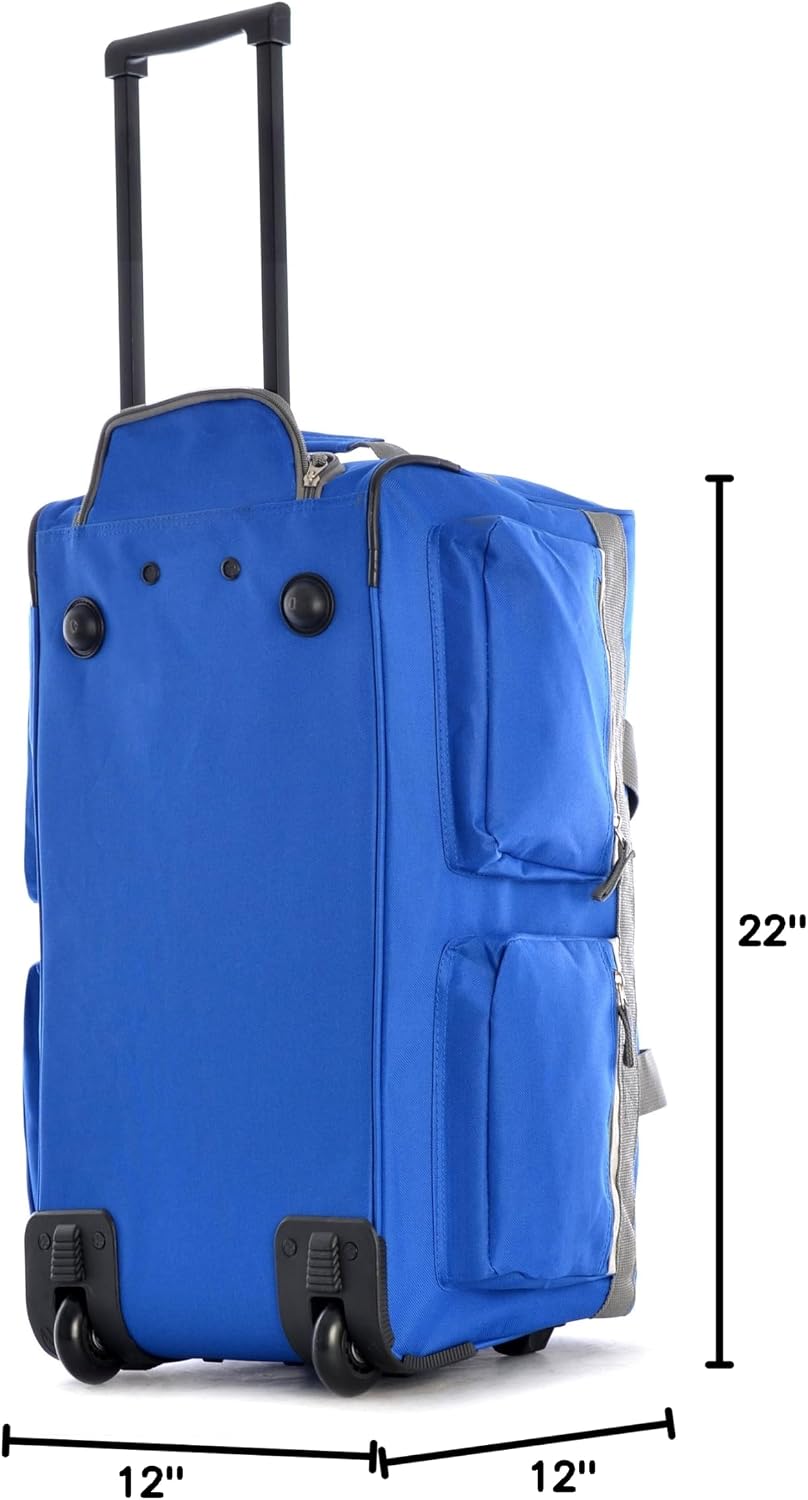 Olympia U.S.A. 33 inch Jumbo Size 8 Pockets Wheeled Rolling Duffel Bag Water Resistant Luggage Lightweight Travel Suitcase with Retractable Handle