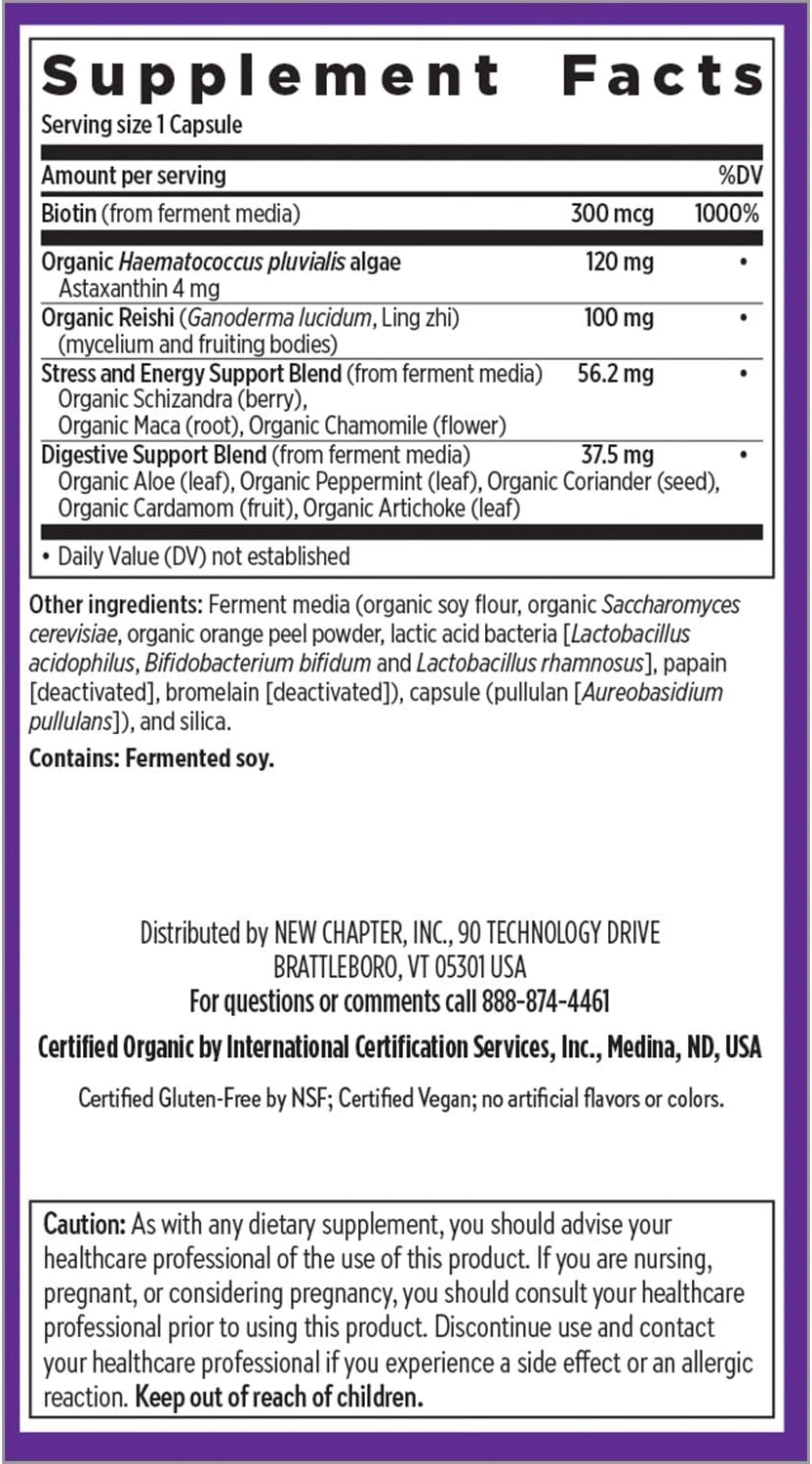 New Chapter Hair Skin & Nails Vitamins with Fermented Biotin+astaxanthin Vegetarian Capsule, 30 Count (Pack of 1)