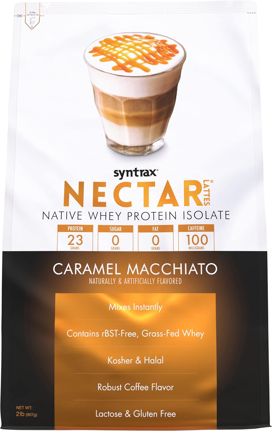 Syntrax Nectar Lattes 100% Whey Protein Isolate Powder, Cappuccino, 2 lb