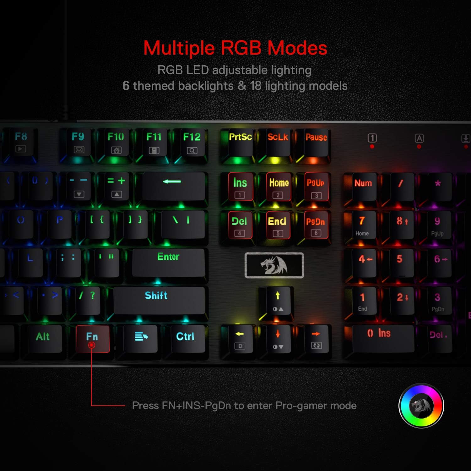 Redragon K556 Wired RGB Mechanical Gaming Keyboard, 104-Key Aluminum Board | Rock-Solid Metal Build, 20 Backlits Immersive ESports Vibe, Hot-swap Comfortable Tactile Brown Switch for Long-Time Typing