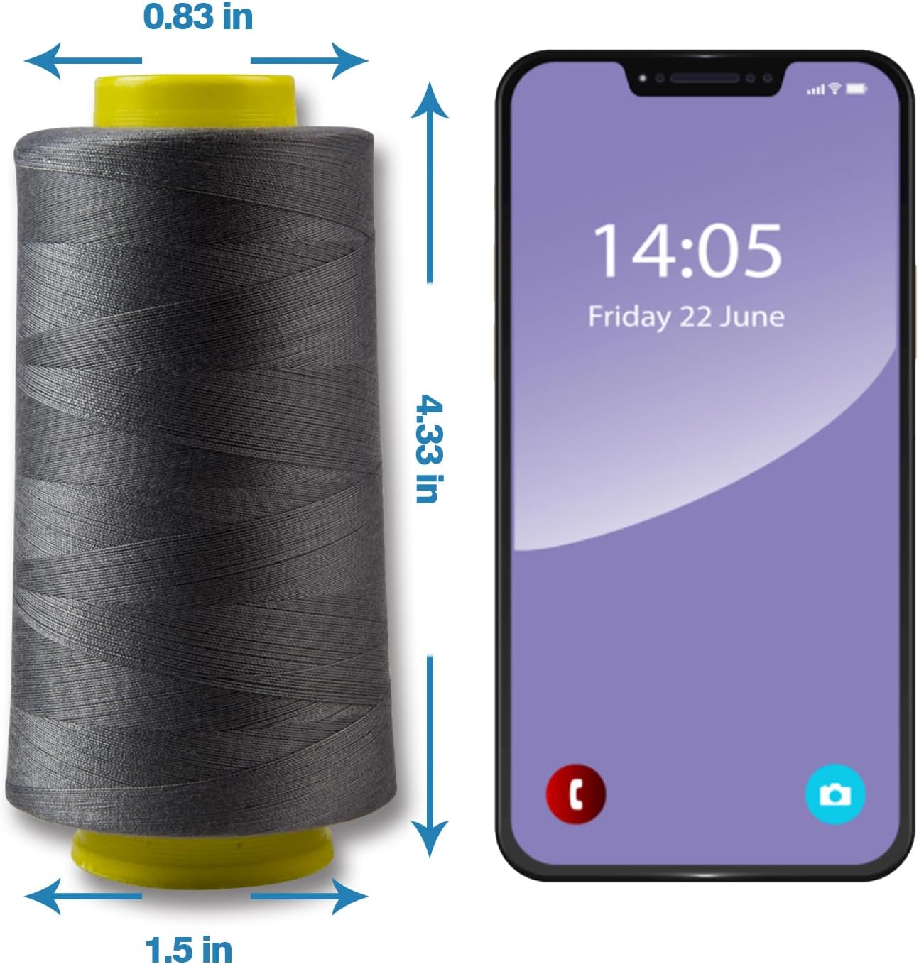 Black Serger Thread, All-Purpose Thread for Sewing, Polyester, 4 Cones of 3000 Yards Each Spool for Sewing Machine