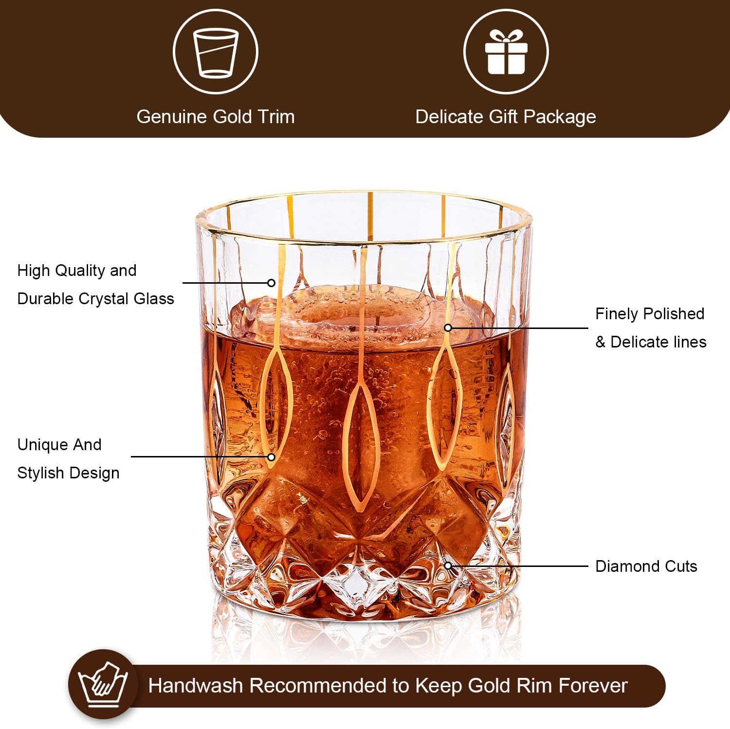 GLASKEY 12 oz Storm Japanese Whiskey Glasses Set of 4, Unique Cognac Glasses, Heavy Thick Bottom Bar Glass for Scotch Bourbon Rum Gin Water Cocktail,Gifts Men Gifts Ideas