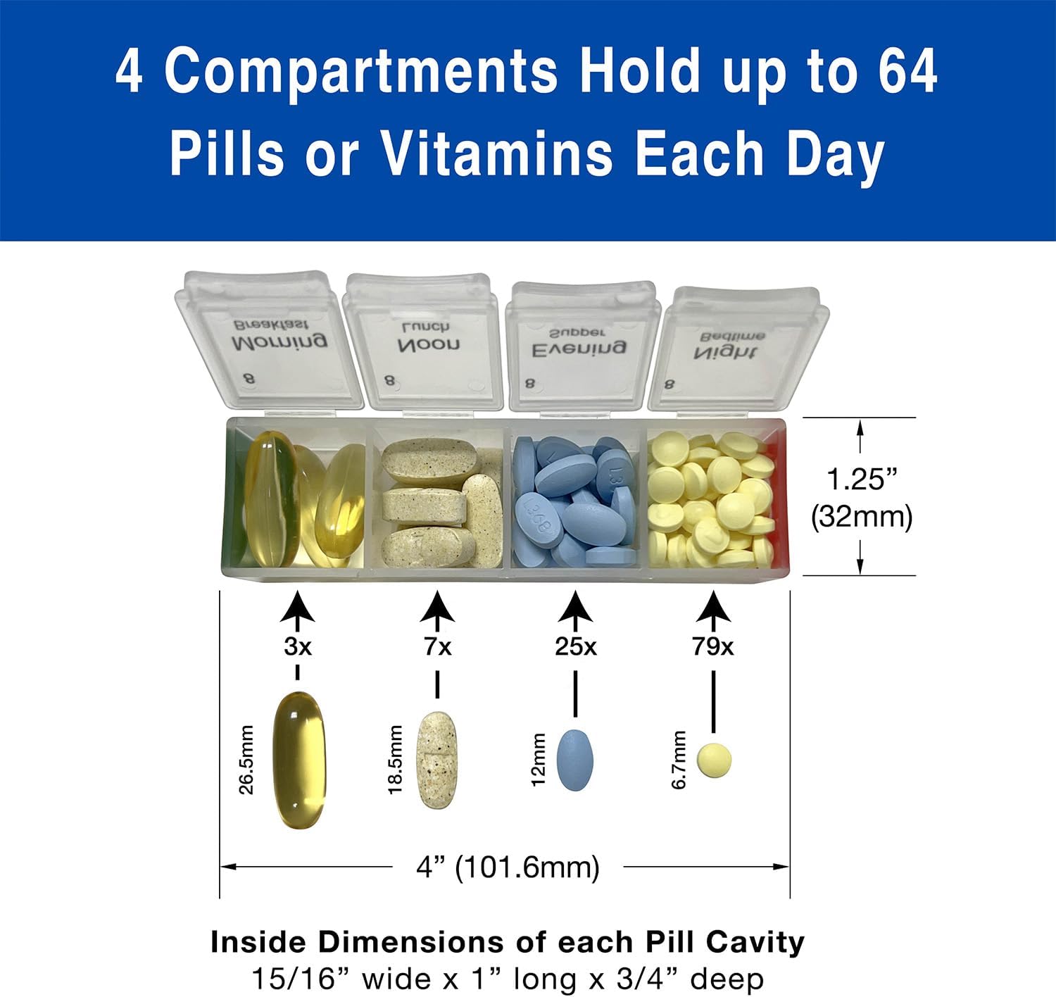MedCenter 31-Day Pill Organizer System with 4-Time Talking Alarm