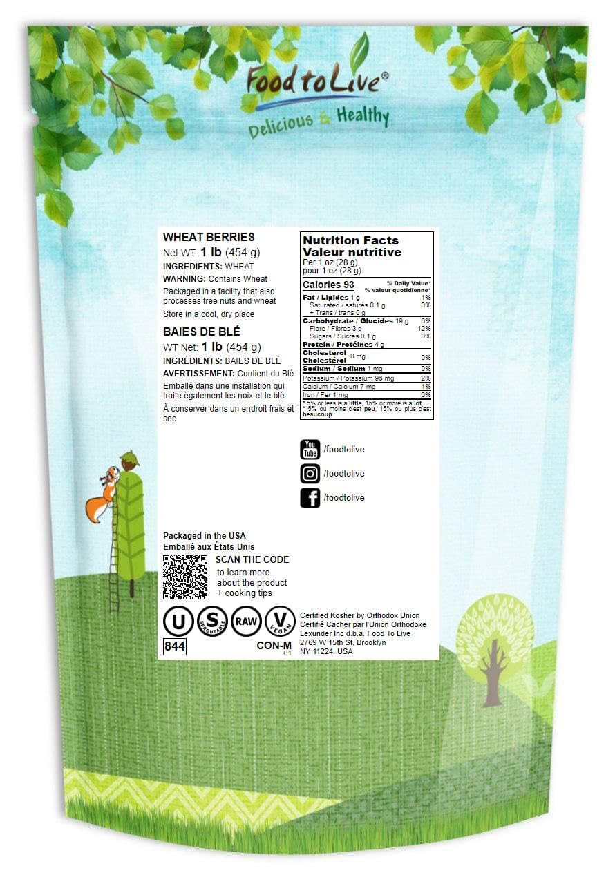 Food to Live Hard Red Wheat Berries, 3 Pounds – Sprouting for Wheatgrass, Kosher, Raw, Vegan, Bulk