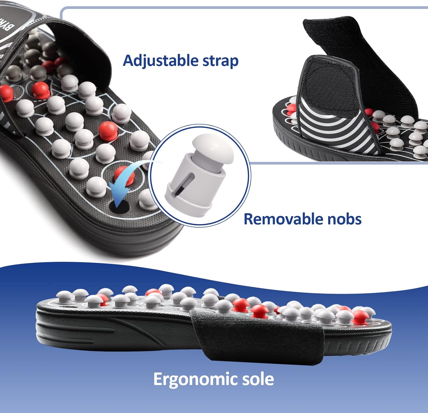 BYRIVER Blood Circulation Foot Massager for Healthy Leg Feet, Cold Leg Therapy Massage Tools, Healthcare Slippers Sandals Shoes