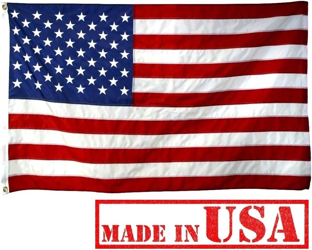 US Flag Factory - 4x6 FT US American Flag (Embroidered Stars, Sewn Stripes) Outdoor SolarMax Nylon Flag - Made in America - Premium Quality (4x6 FT)