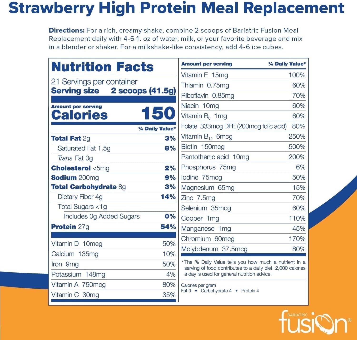 Bariatric Fusion Cappucino Meal Replacement 27g Protein Powder, 21 Serving Tub for Bariatric Surgery Patients Including Gastric Bypass and Sleeve Gastrectomy - No Gluten, Aspartame or Sugar