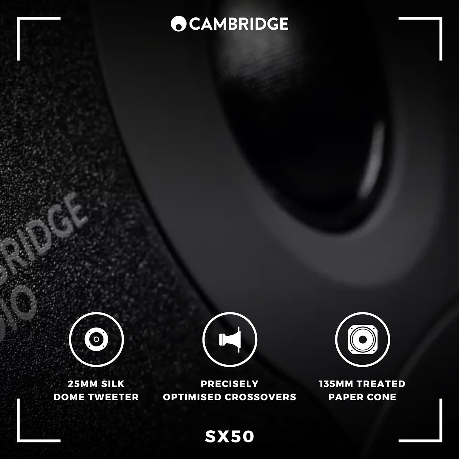 Cambridge Audio SX-50 Bookshelf Speaker | 100 Watt Home Theater Compact Speaker Pair (Matte Black)