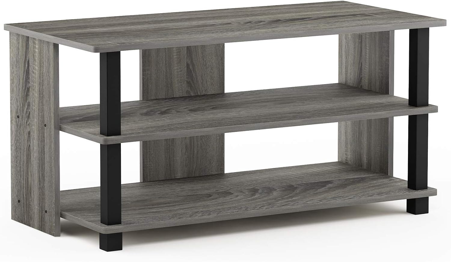 Furinno Beginning TV Stand, 2-Tier Rectangular Entertainment Center with Shelf, TV Console for TV up to 36 Inch, Open Back, for Living Room, Bedroom, French Oak