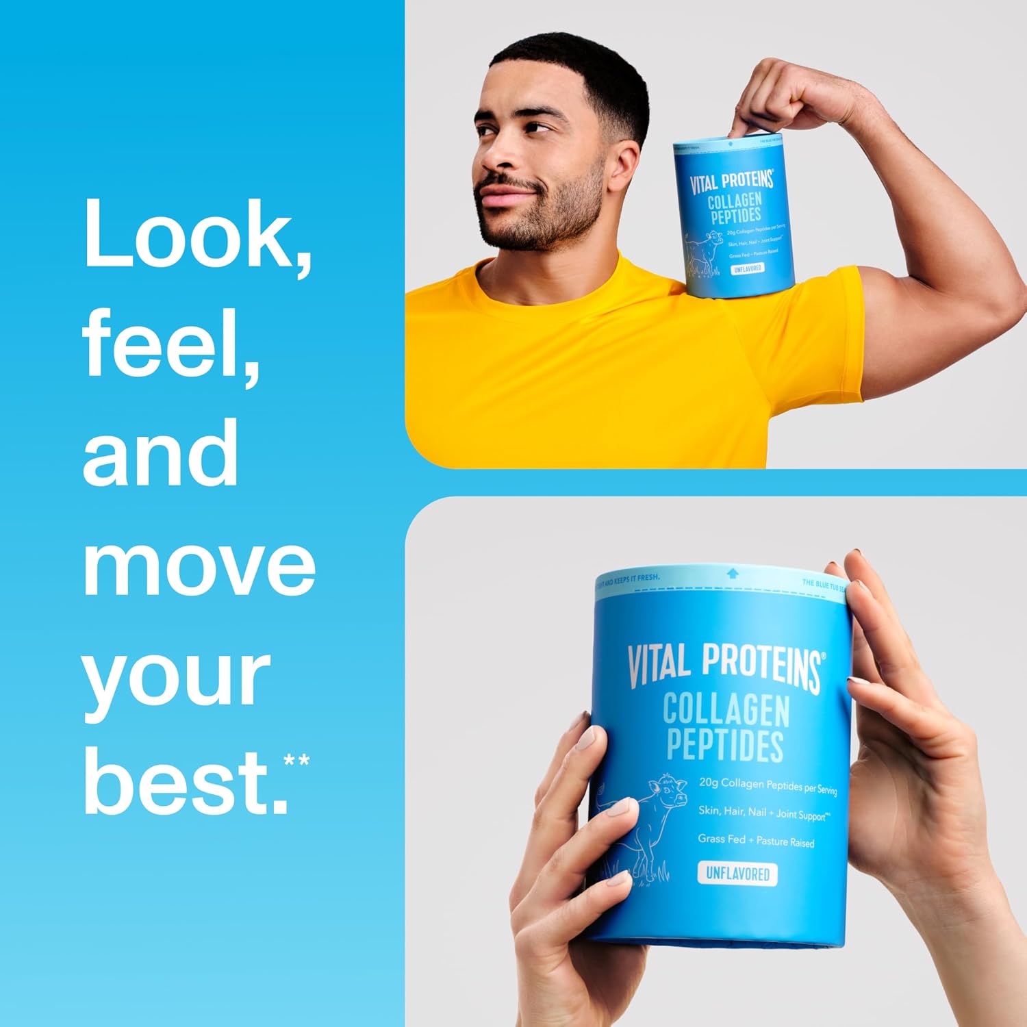 Vital Proteins Collagen Peptides Powder, Unflavored Stick Packs, 20 Count | 10g Hydrolyzed Collagen Peptide Per Packet, Supports Hair Skin & Nails, Travel-Friendly Stick Packs, 20 Servings