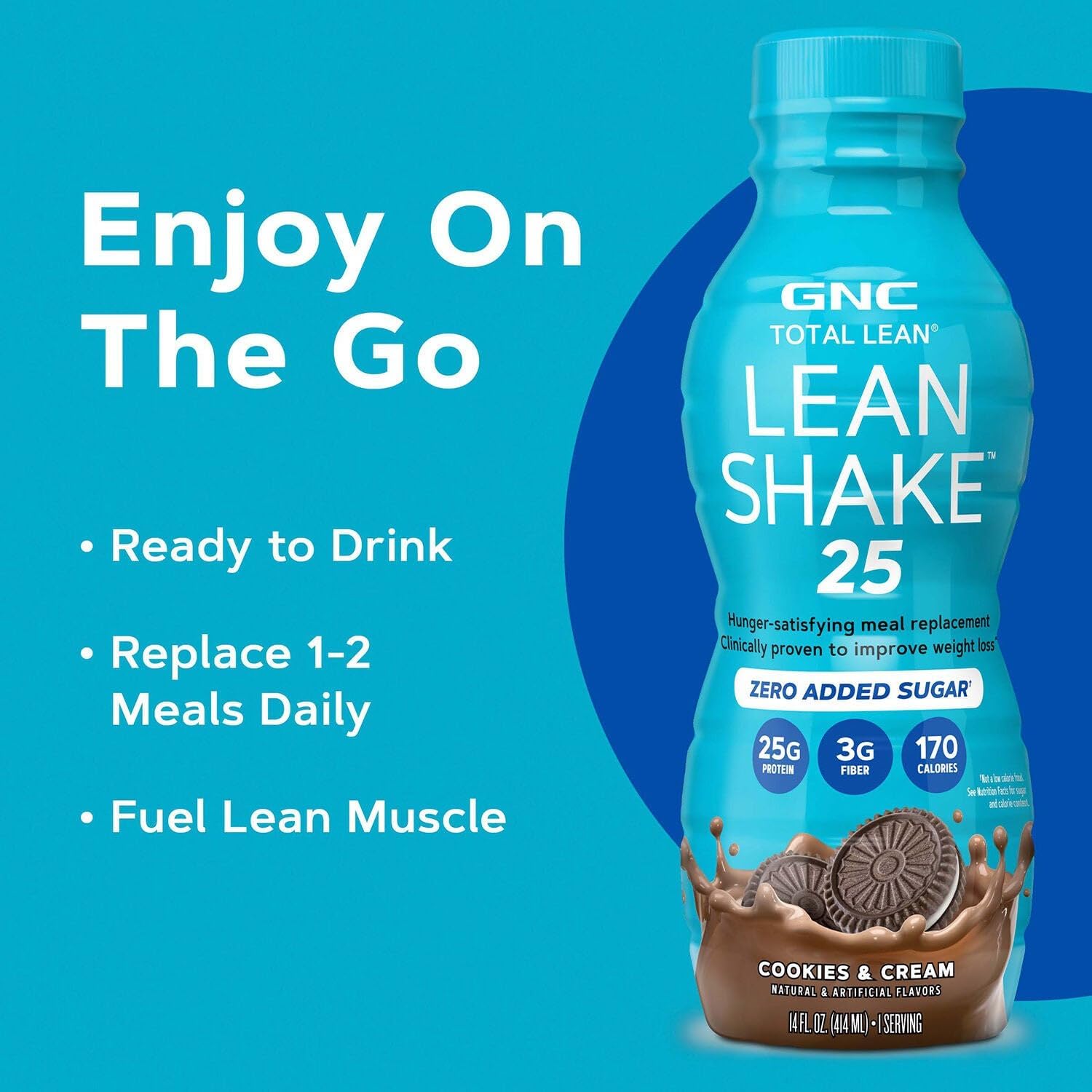 GNC Lean Shake 25 Protein Shake, Clinically Proven Weight Management, Meal Replacement, 25g Protein with Zero Added Sugar, Ready to Drink, Vanilla Bean, Pack of 12