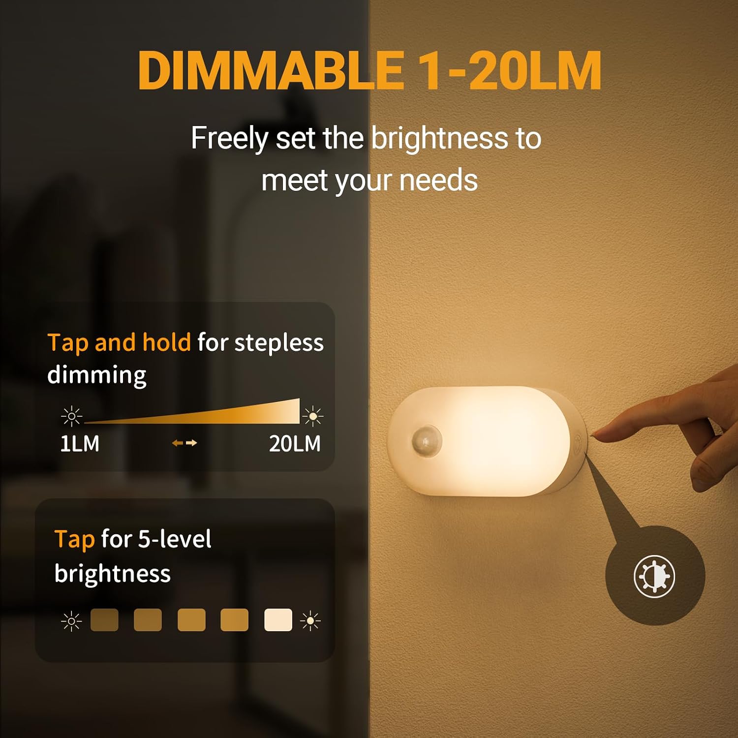 Lyridz Rechargeable Battery Night Light with Motion Sensor, 4-Pack
