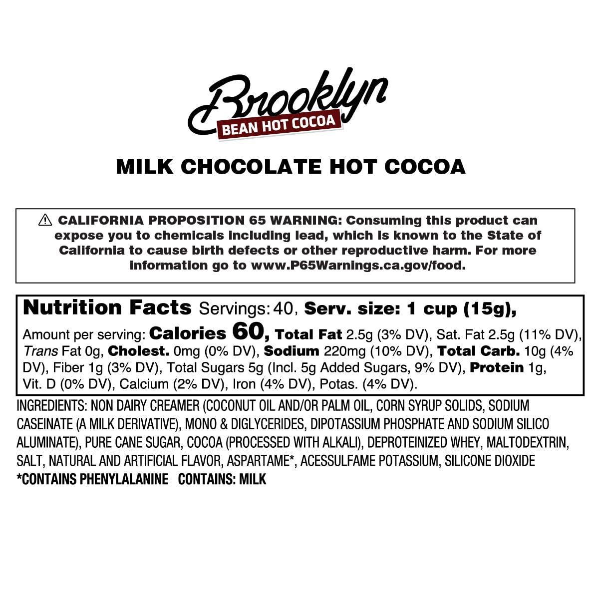 Brooklyn Beans Milk Chocolate Hot Cocoa Pods, Compatible with 2.0 K-Cup Brewers, 40 Count