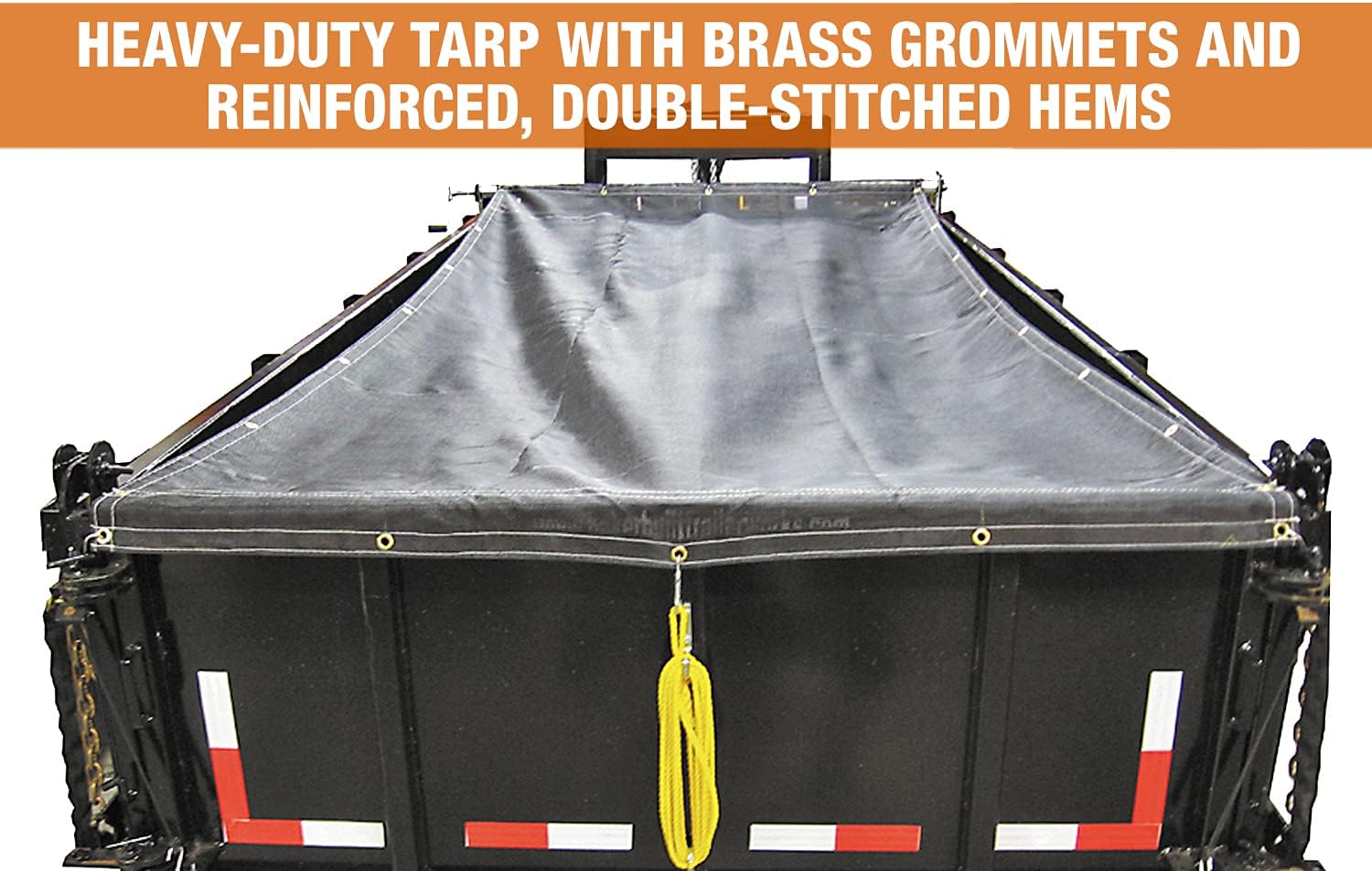 Buyers Products DTR7018 Aluminum Tarp System with Mesh Tarp, 7 x 18 Feet – Dump Body Tarp Kit, Dump Trailer Accessories, Heavy Duty Double-Stitched Hems, Brass Grommets, Telescoping Roller