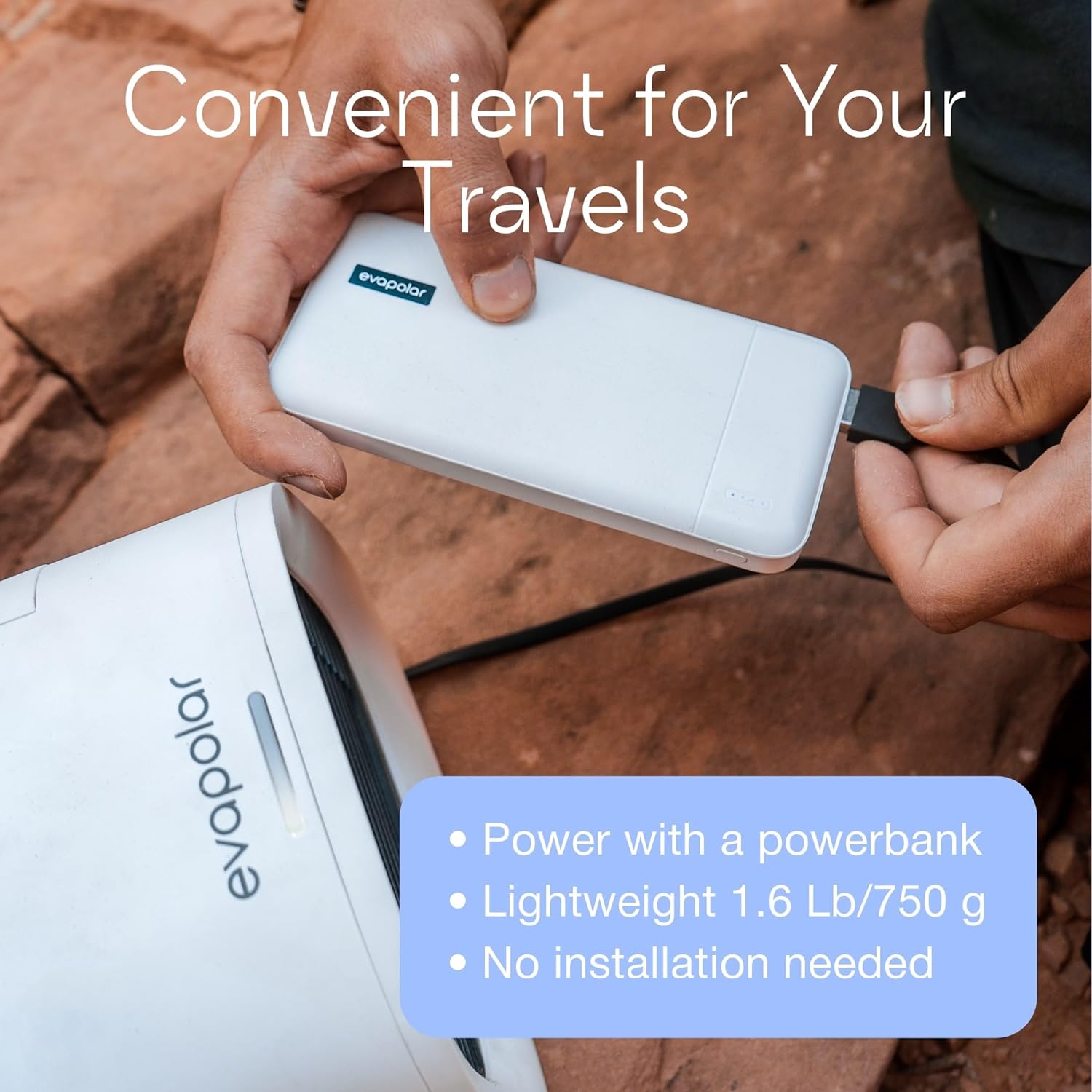 Evapolar evaCHILL Portable Air Conditioners - Portable AC Unit - Small Personal Evaporative Air Cooler & Fan for Desk, Office, Car, Camping, White