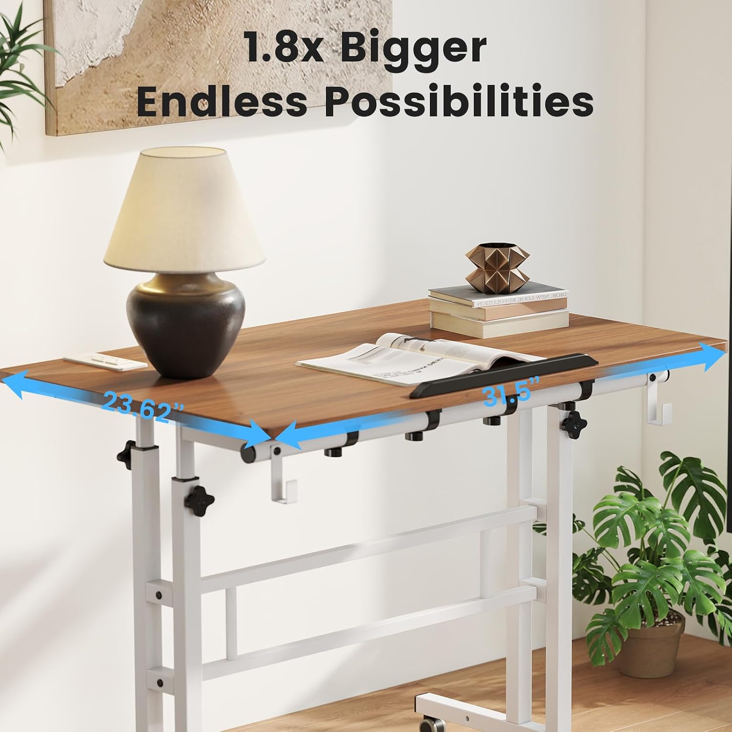 SIDUCAL Mobile Standing Desk, Portable Stand Up, Small Adjustable Converter with Wheels Home Office Workstation, Rolling Desk Laptop Cart for Standing or Sitting, Black
