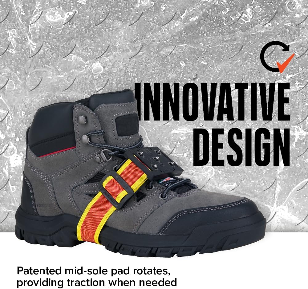 K1 Mid-Sole Ice Cleats for Men & Women - Rotatable Traction Aids For Winter Snow - Hi Vis - Low Profile