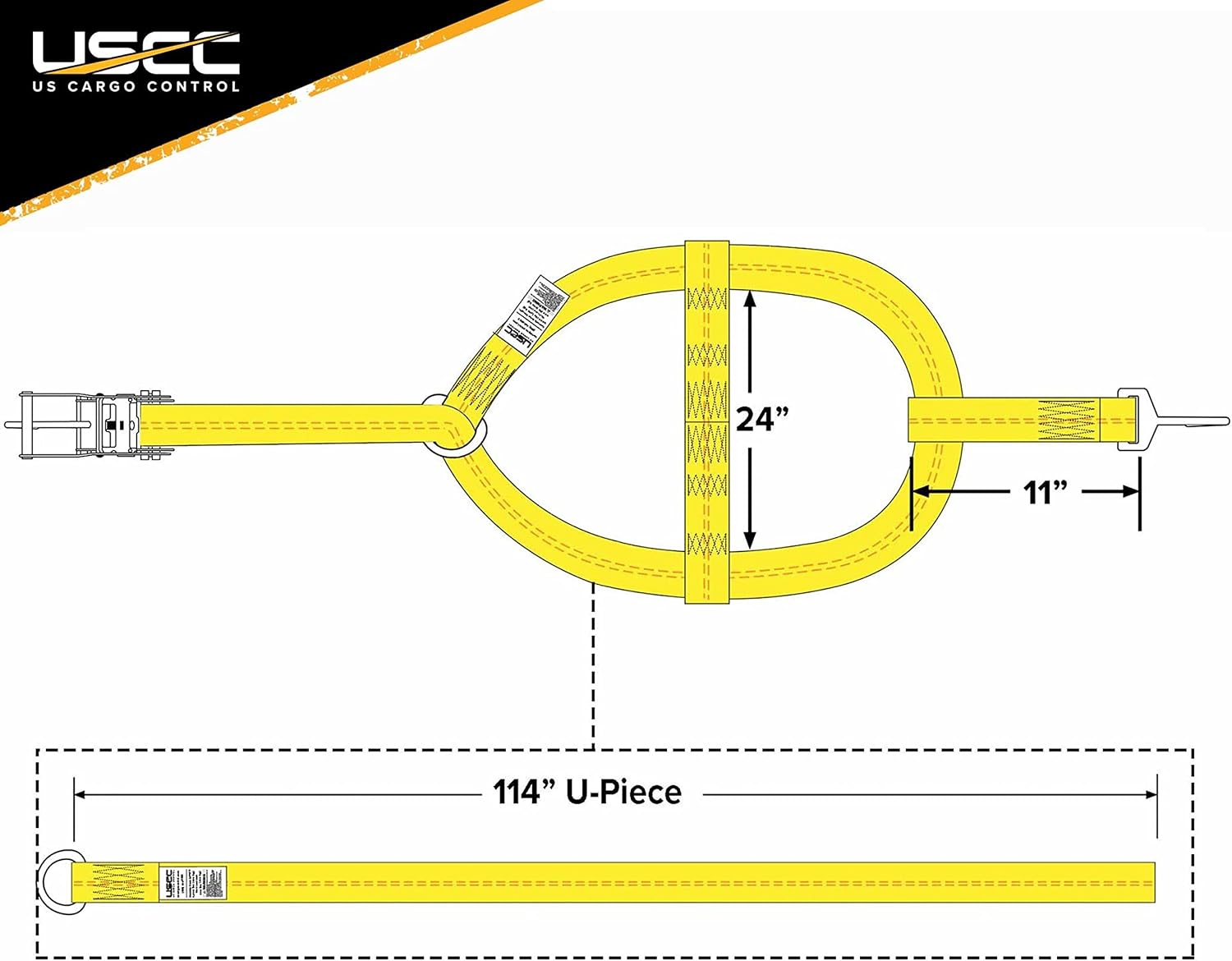 US Cargo Control Adjustable Tow Dolly Basket Straps with Twisted Snap Hooks and Ratchets (4-Pack), Tow Dolly Straps Fit Tires 14-20 Inches, 12