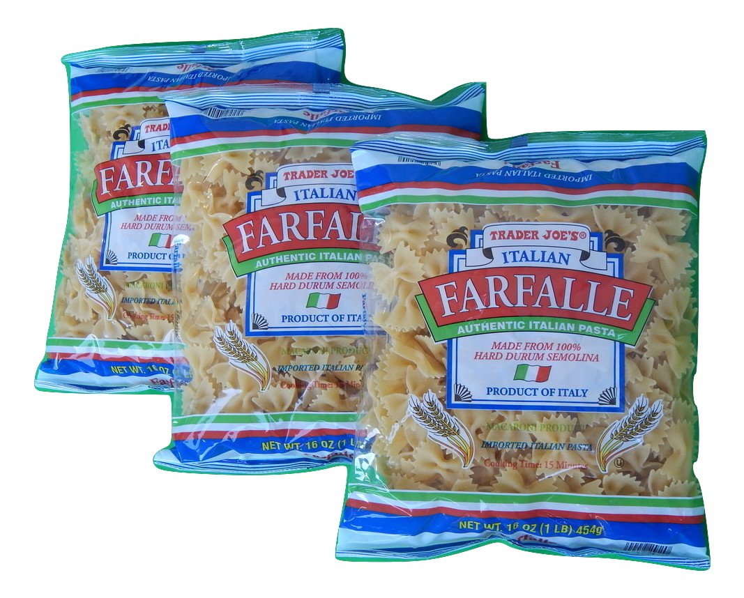 Trader Joe's Authentic Imported Italian Farfalle Bow Tie Pasta, 1-Lb Bag (Pack of 3)