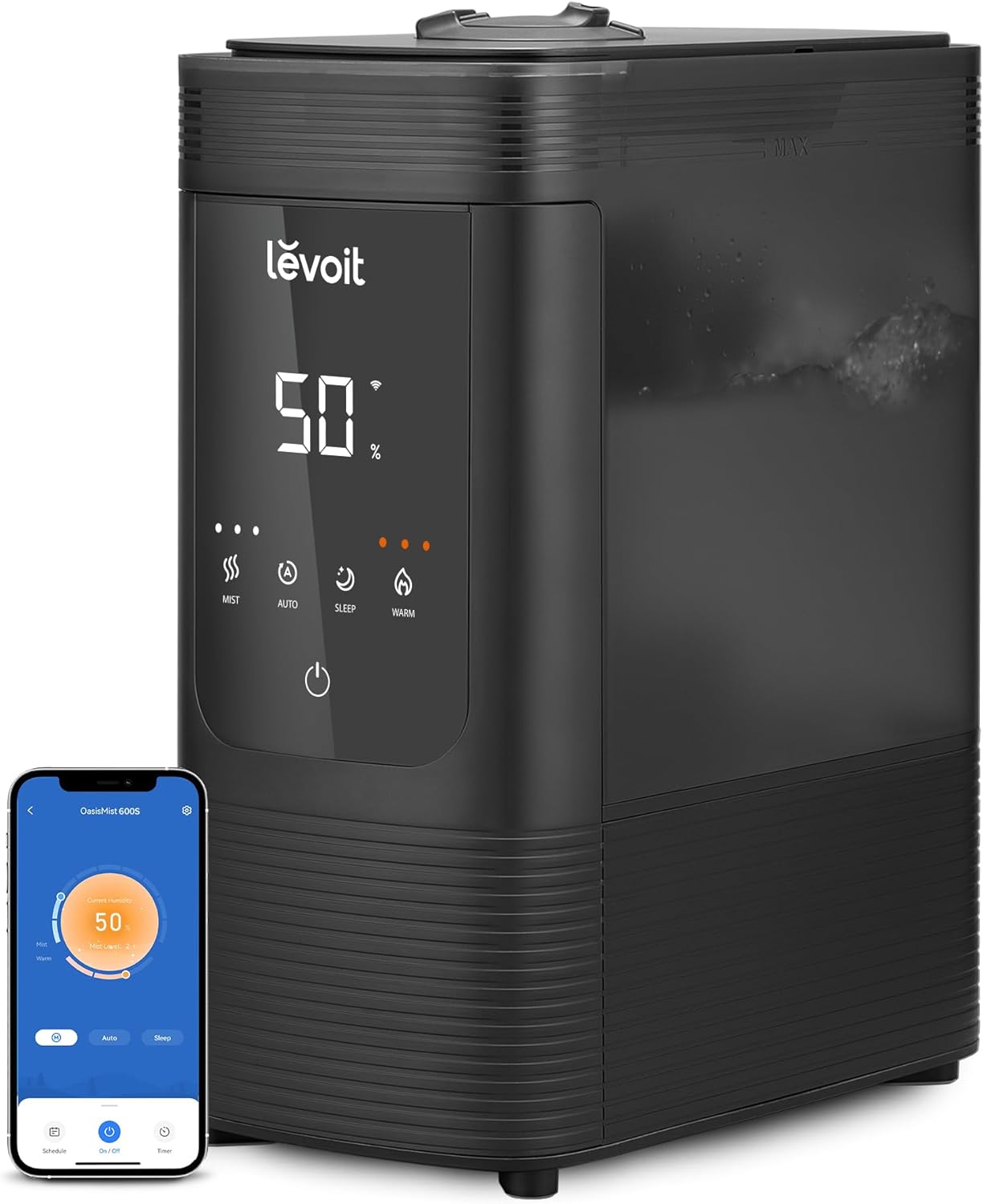 Levoit Humidifiers for Bedroom Large Room, 6L, 60H Runtime, 26dB, Smart App