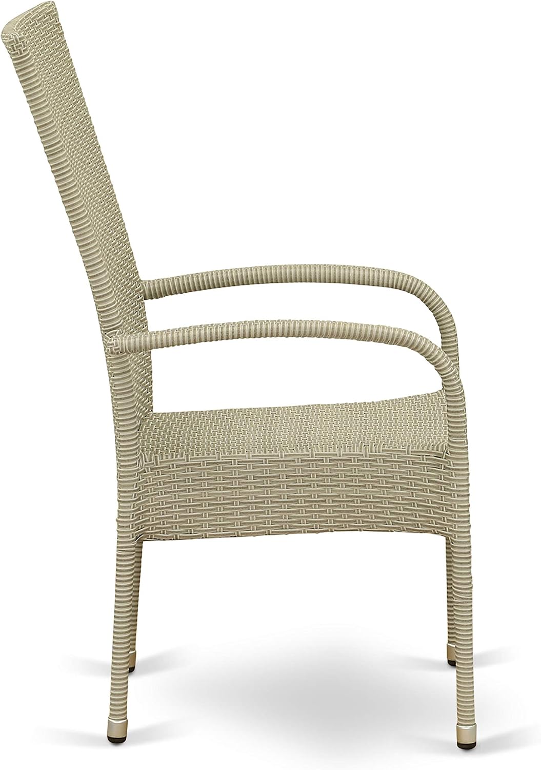 East West Furniture OSLC103A Oslo Outdoor Wicker Dining Arm Chairs with Cushion, Set of 2, Natural Linen